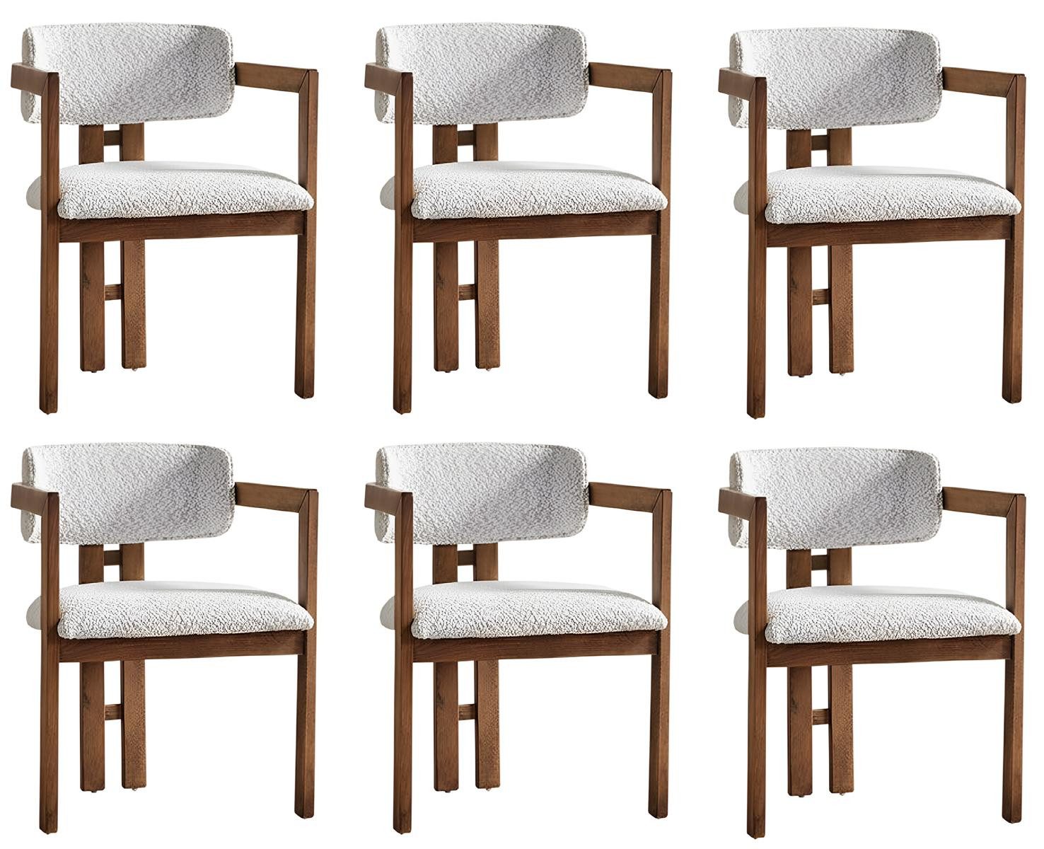 JVmoebel Esszimmerstuhl Weißes Designer-Stuhlset aus Stoff für die Küche (6 St)