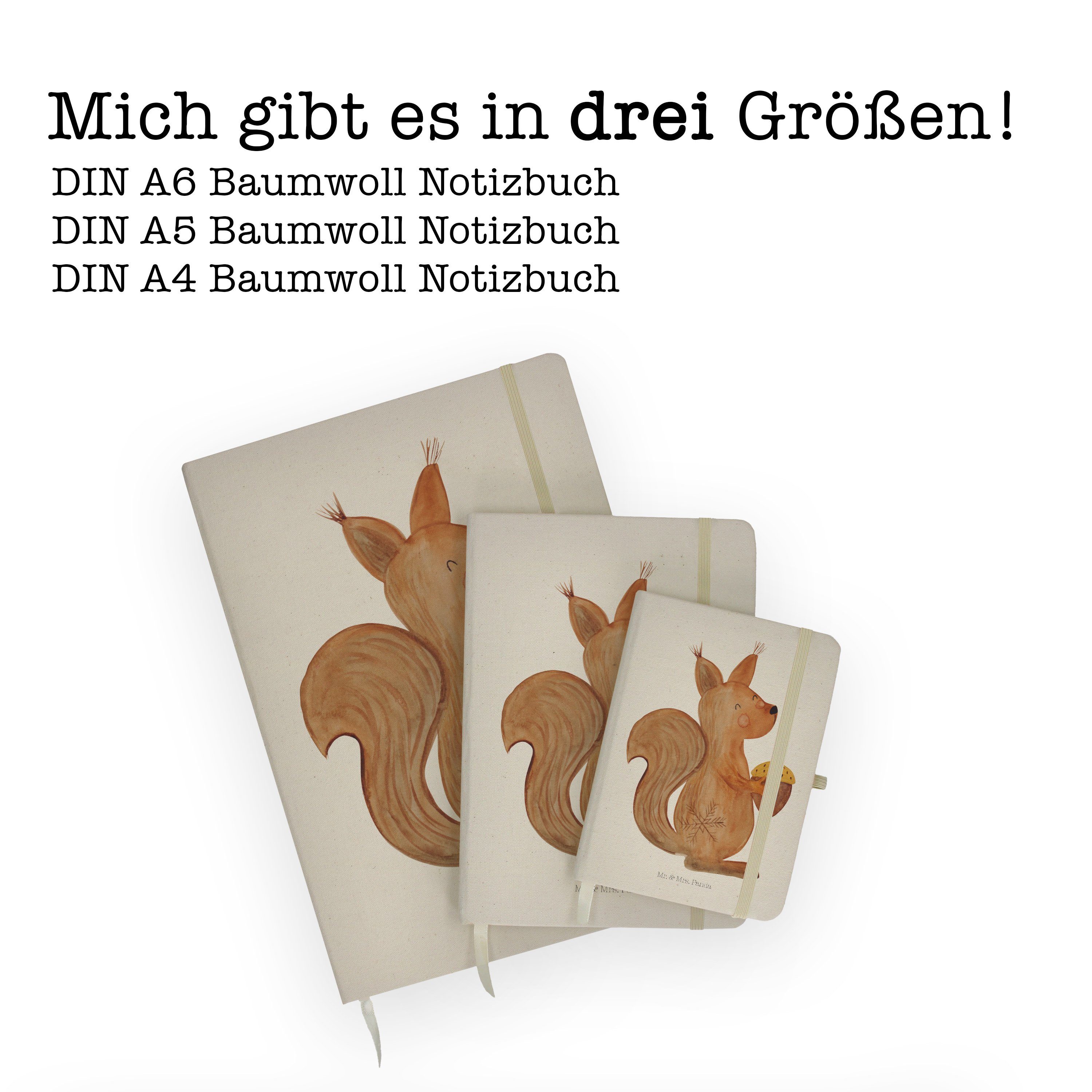 & Transparent Notizblock, Mrs. & Panda Mr. Geschenk, Win Eichhörnchen - Mrs. Panda Notizbuch - Weihnachtszeit Mr.