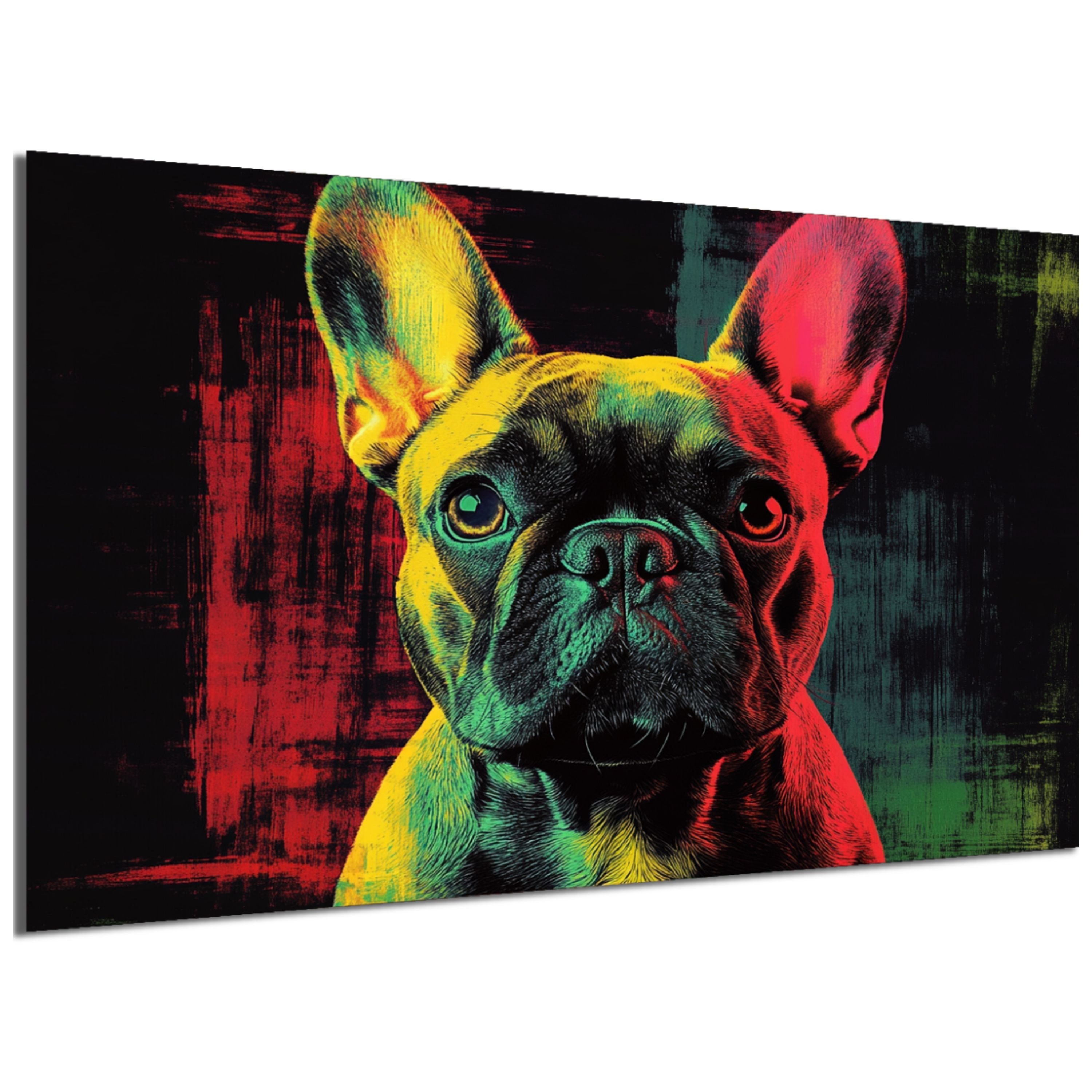DARO Design Leinwandbild Modern Abstrakt Wandbilder XXL Wandbild Wand Deko Leinwand Bilder, (Mops Warhol Glitch - Bilder groß Wohnzimmer Schlafzimmer Küche Esszimmer Einteilig Querformat Fotodruck Leinwände Wanddeko Abstrakte Kunst Boho), 40x30cm