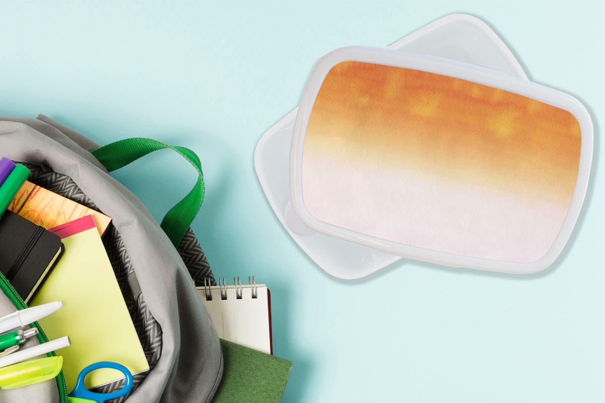 MuchoWow Lunchbox Aquarell - Jungs Orange, für und Brotbox (2-tlg), - Kinder für Kunststoff, Weiß Erwachsene, Mädchen und Brotdose