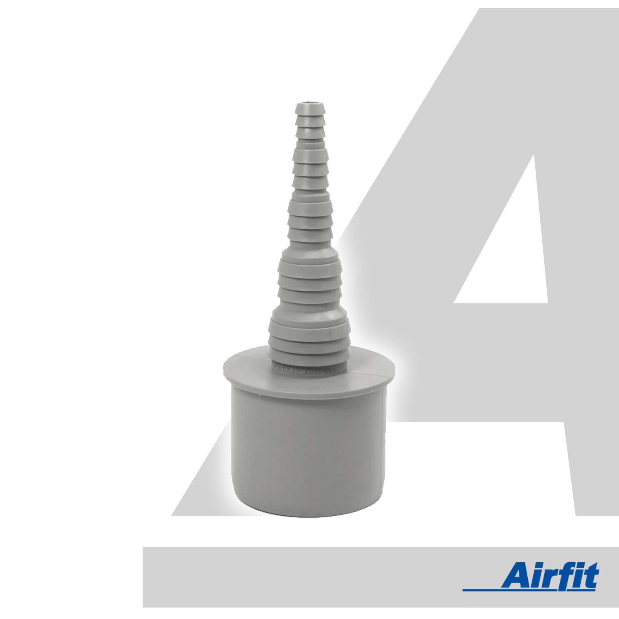 Airfit GmbH & Co. KG Ablaufrohr Schlauchnippel DN 50 für Schlauch von 8 bis 25 mm - KS-grau