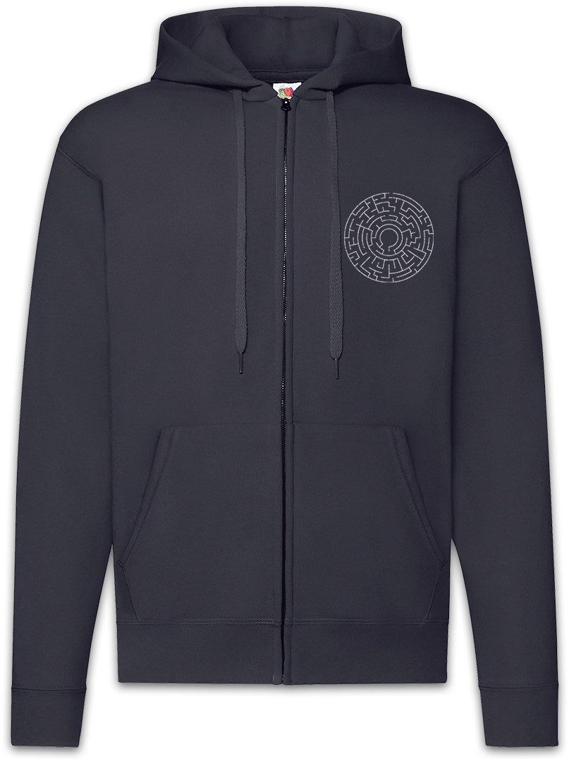 Sweatjacke Circle Maze II Zipper Hoodie Labyrinth Esoterik Mystik Spirale Hypnose