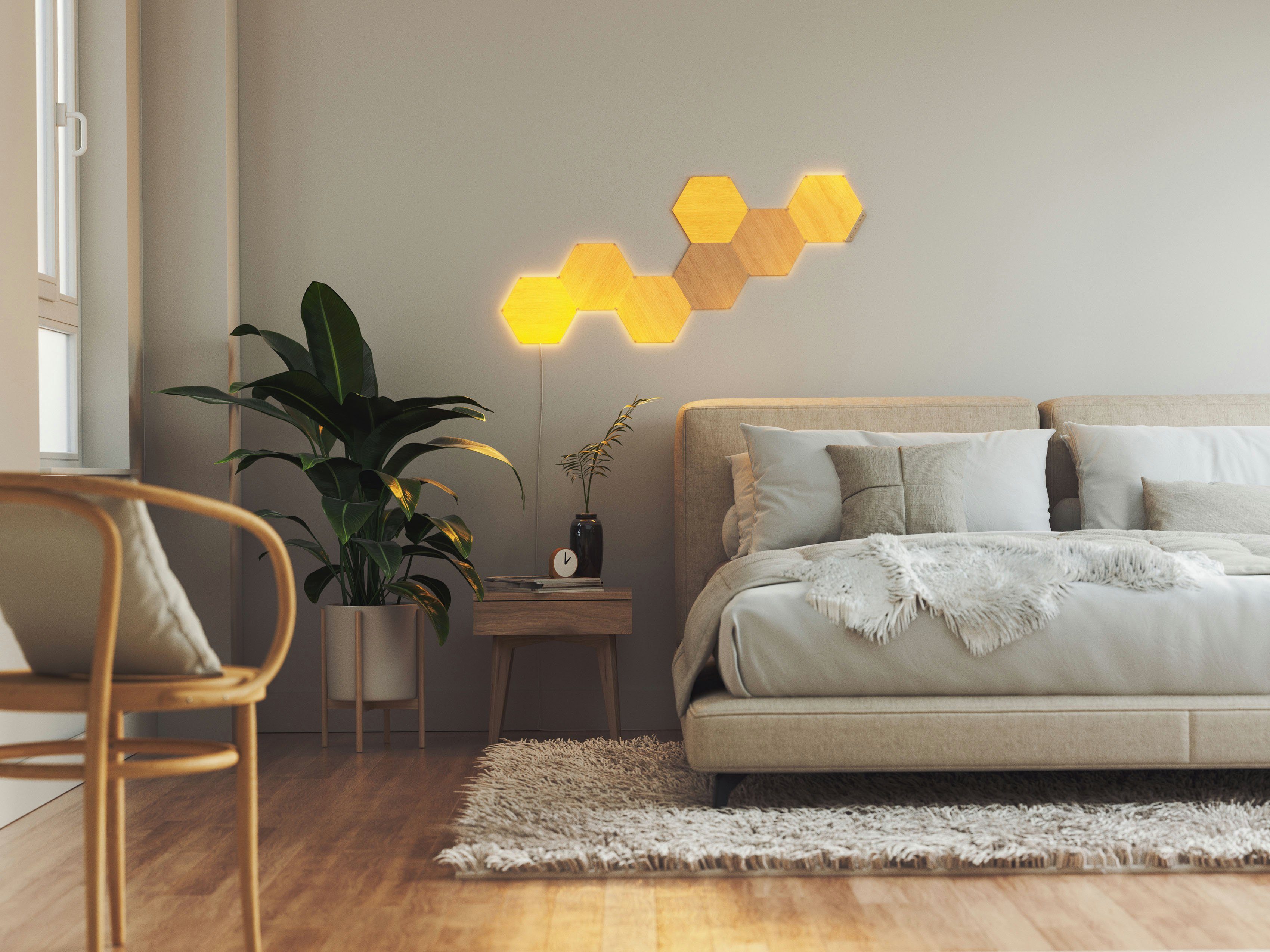 Dimmfunktion, integriert, LED Look, Wood Farbwechsler LED nanoleaf Panel fest