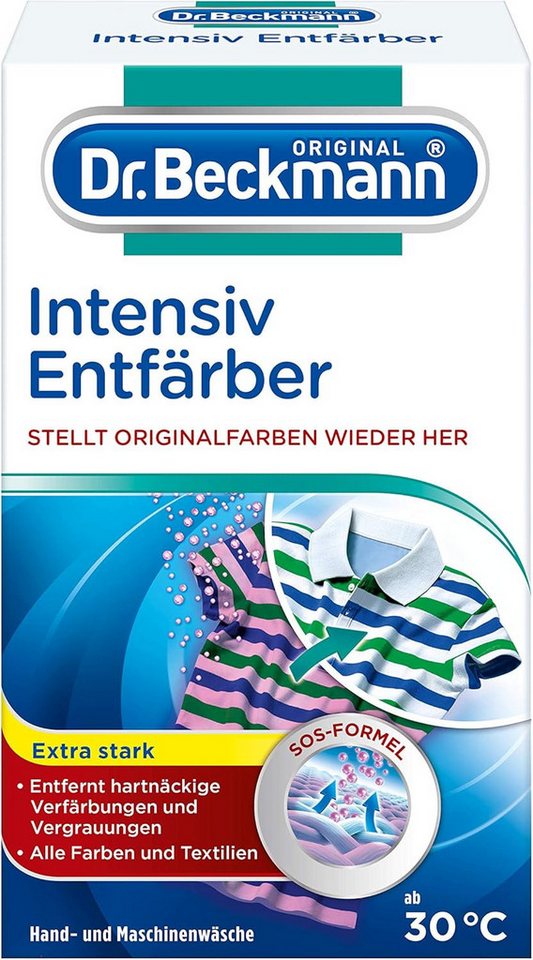 Dr. Beckmann 1x Intensiv Entfärber- Stellt Originalfarben wieder her 200 g Spezialwaschmittel (1-St. Wäsche erfolgreich entfärben und verfärbte Textilien retten Stellt)