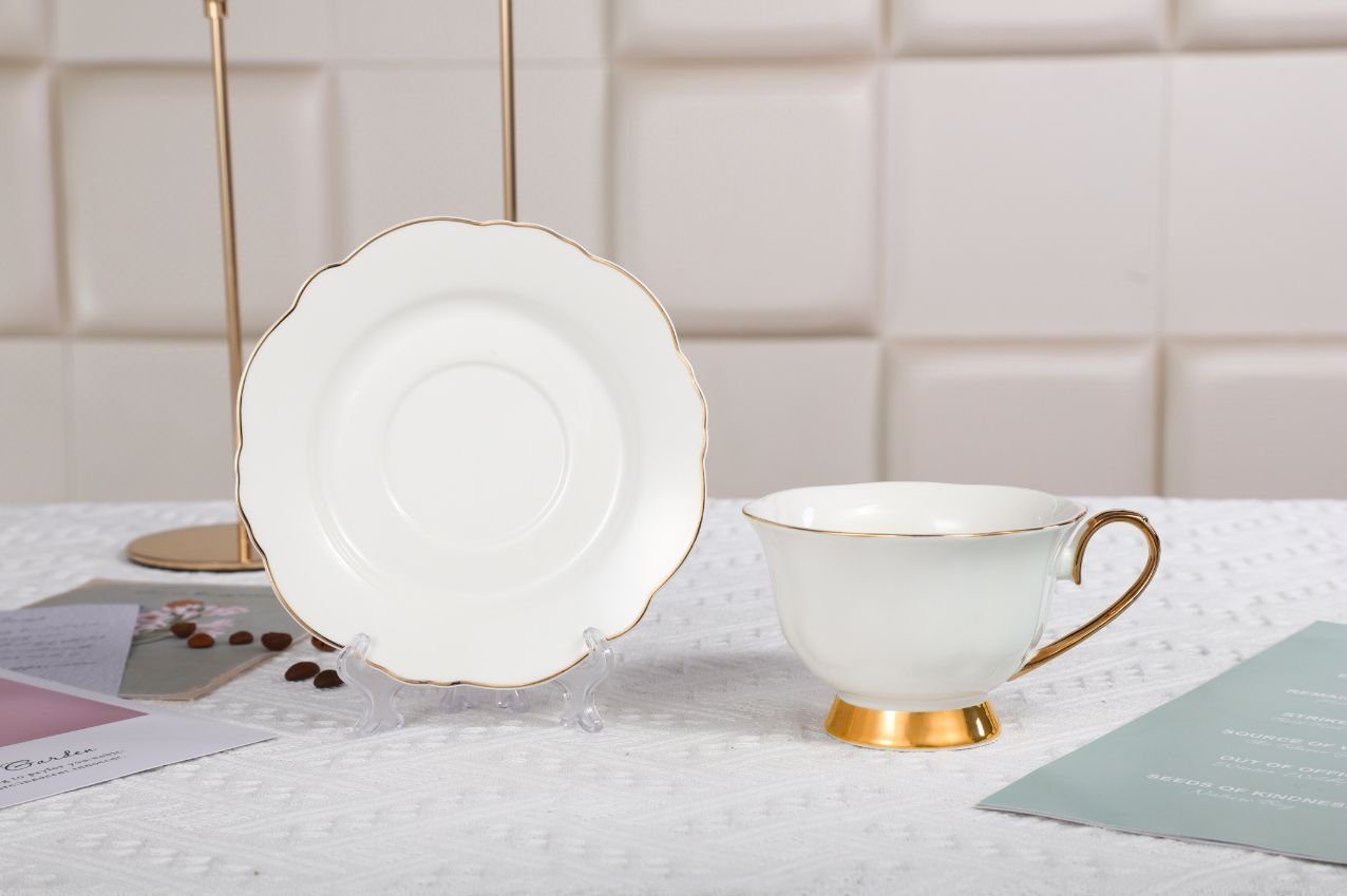 ZELLERFELD Kaffeeservice Premium Porzellan 12-teilig Kaffeeservice Kaffee Service Marmor