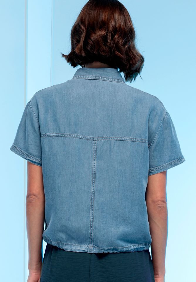 bianca Kurzarmbluse – Denim-Bluse mit Hemdkragen günstig online kaufen