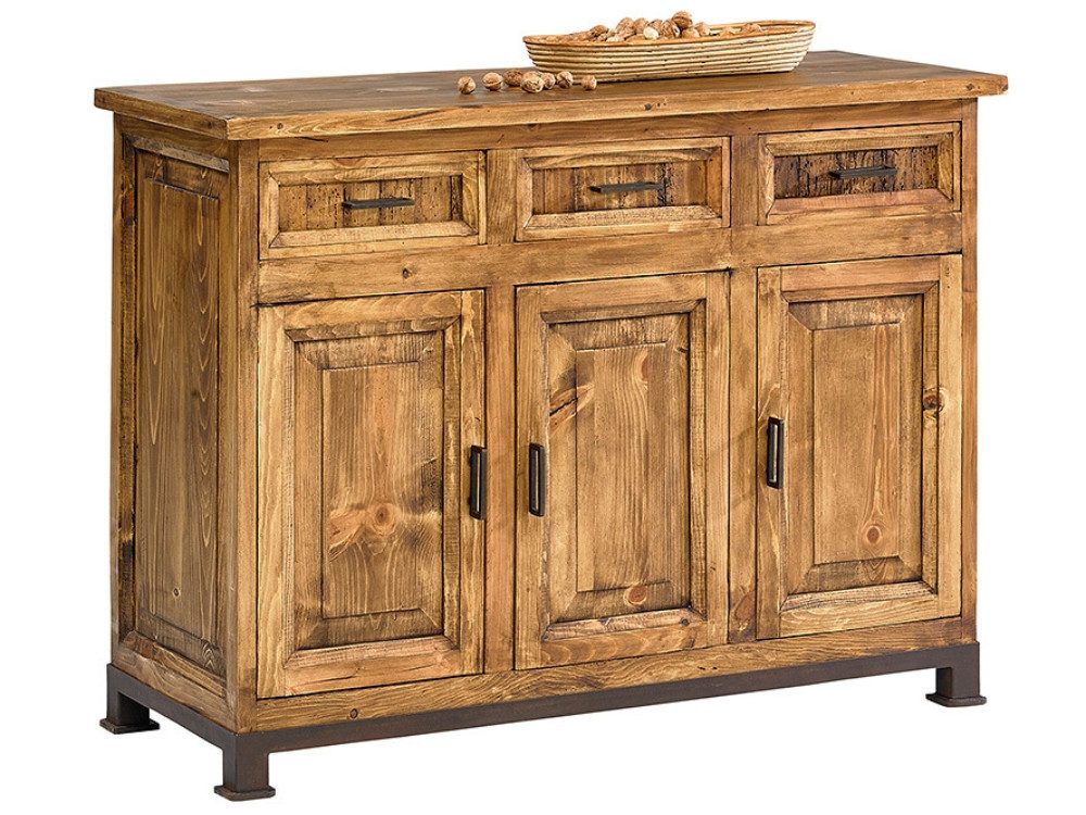 WOLFMÖBEL Sideboard (126 x 51 x 94 cm (BxTxH), MEXIKO Kommode auf Eisenfüßen