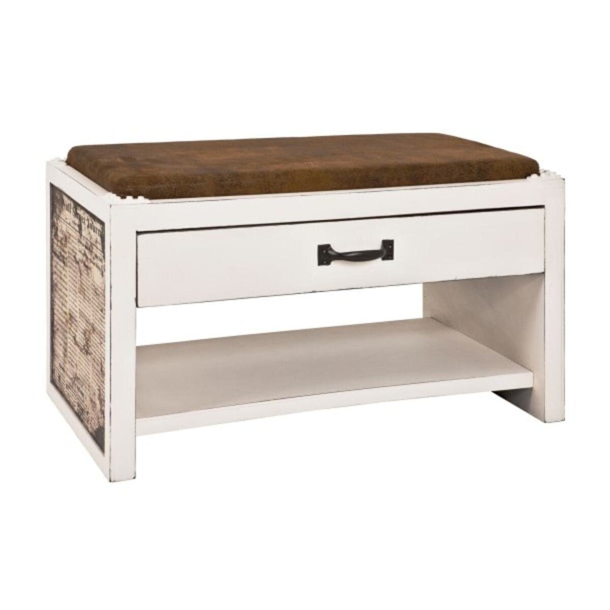 HAKU Hockerbank HAKU Möbel Schuhbank - braun-weiß-vintage - H. 42cm x B. 72cm (1 Stück)