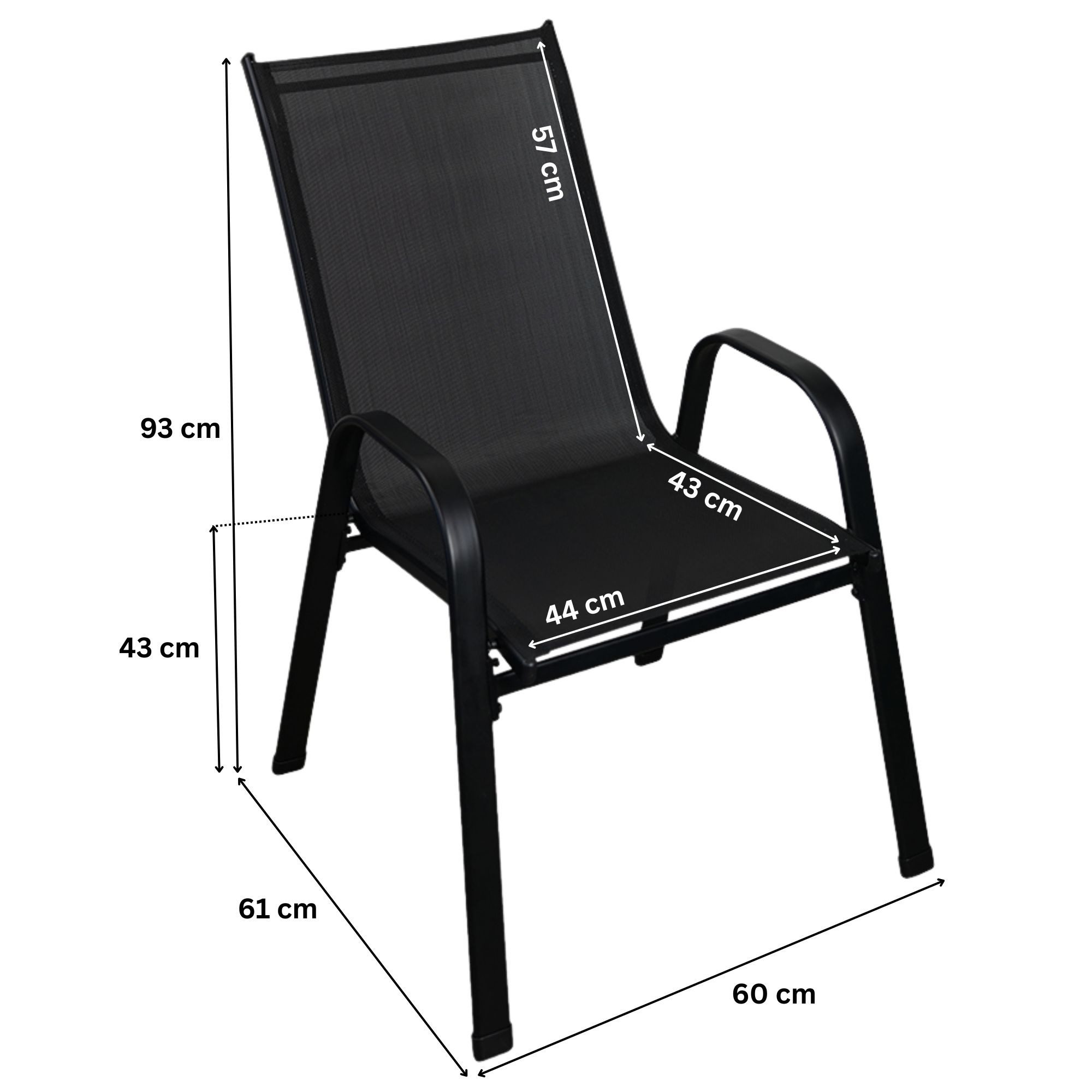 CHEFGASTRO® Gartenstuhl Outdoorstuhl 4er Set Sitzhöhe 43cm Stahl Wetterfest günstig online kaufen