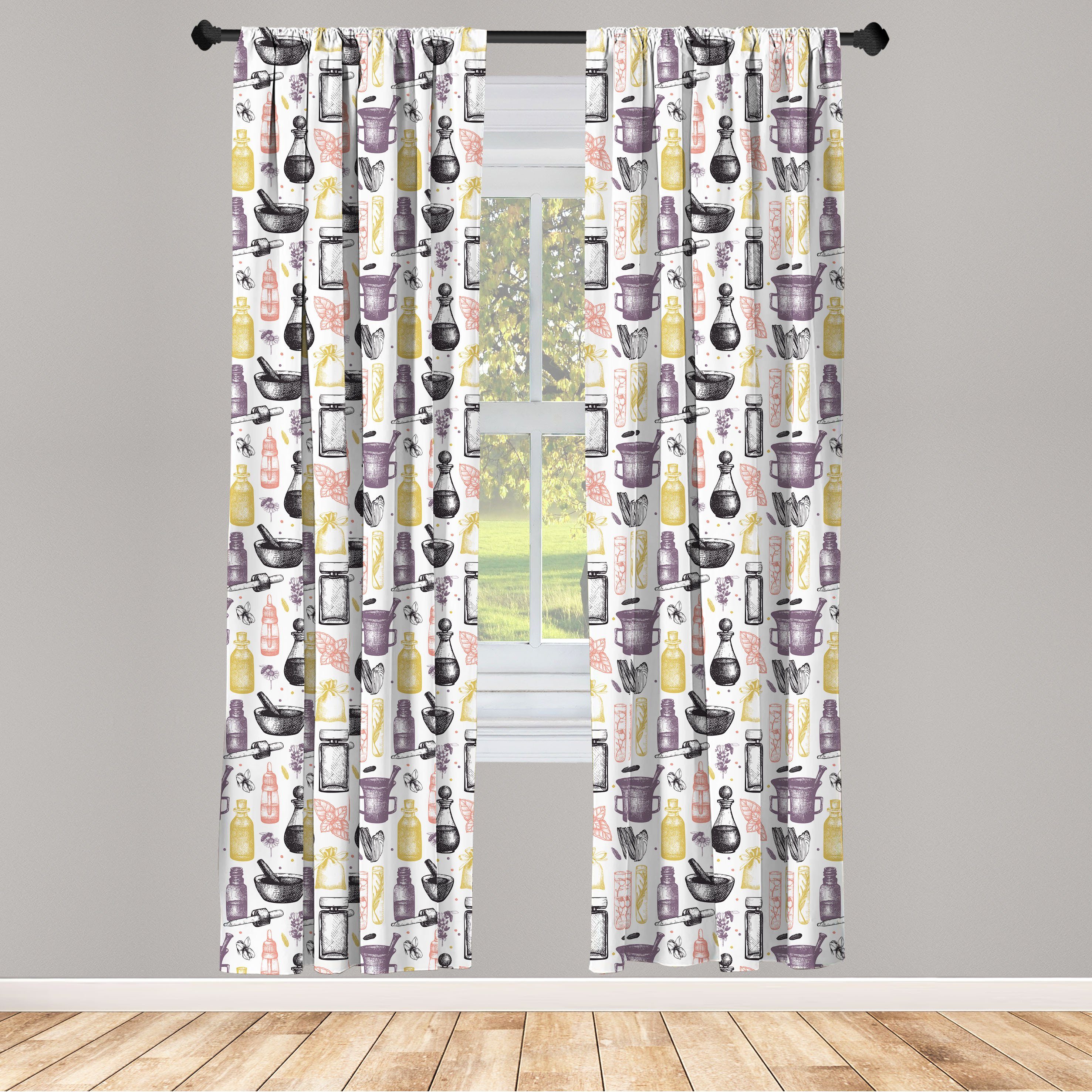 Gardine Vorhang für Pastell Wohnzimmer Dekor, Abakuhaus, Blumenduftstoffbestandteile Schlafzimmer Microfaser