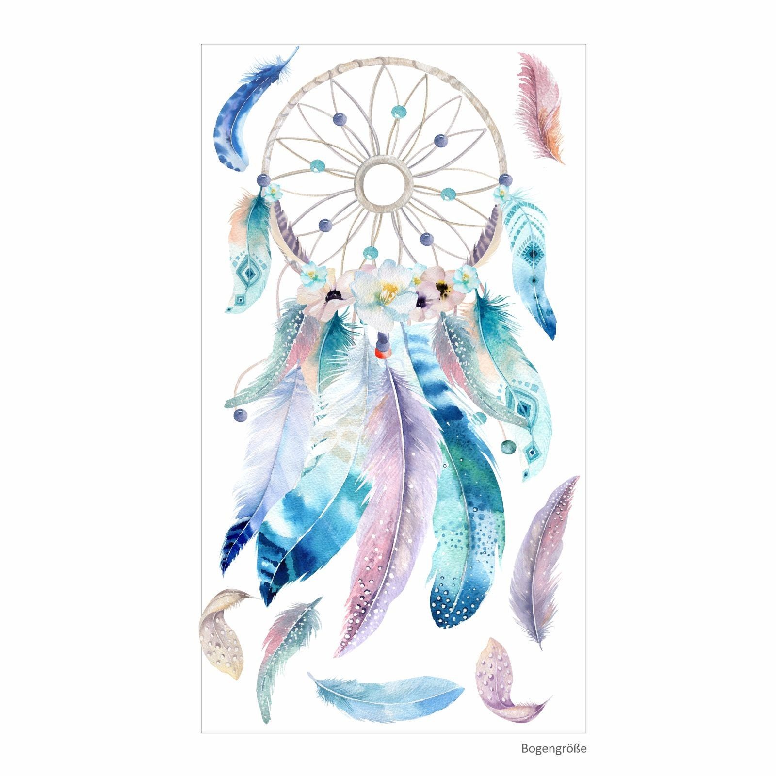 nikima Wandtattoo 228 Wandtattoo Traumfänger blau mit Federn - Größe 750 x günstig online kaufen