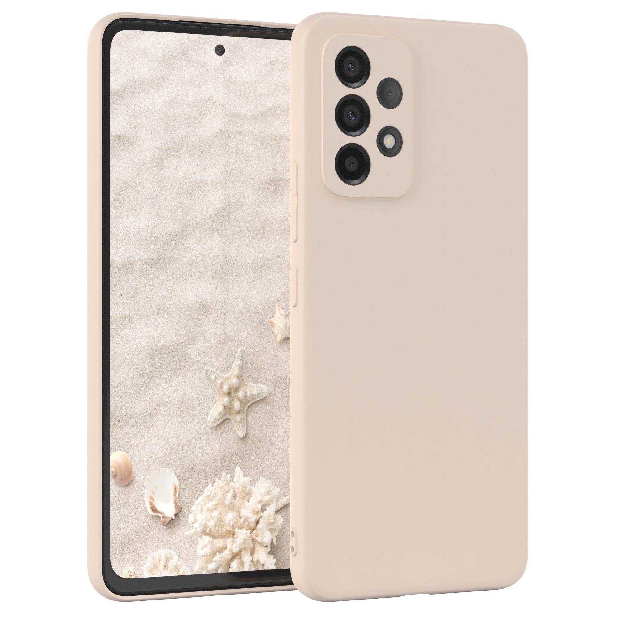 EAZY CASE Handyhülle für Samsung Galaxy A53 5G Hülle Silikon 6,5 Zoll, Bumper Case Matt Slimcover Silikonschutzhülle elastisch Taupe / Beige