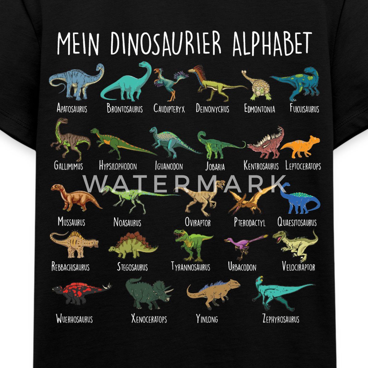 Spreadshirt T-Shirt Dinosaurier Alphabet Einschulung Kinder Premium T-Shirt (1-tlg) – Bild 2 von 5