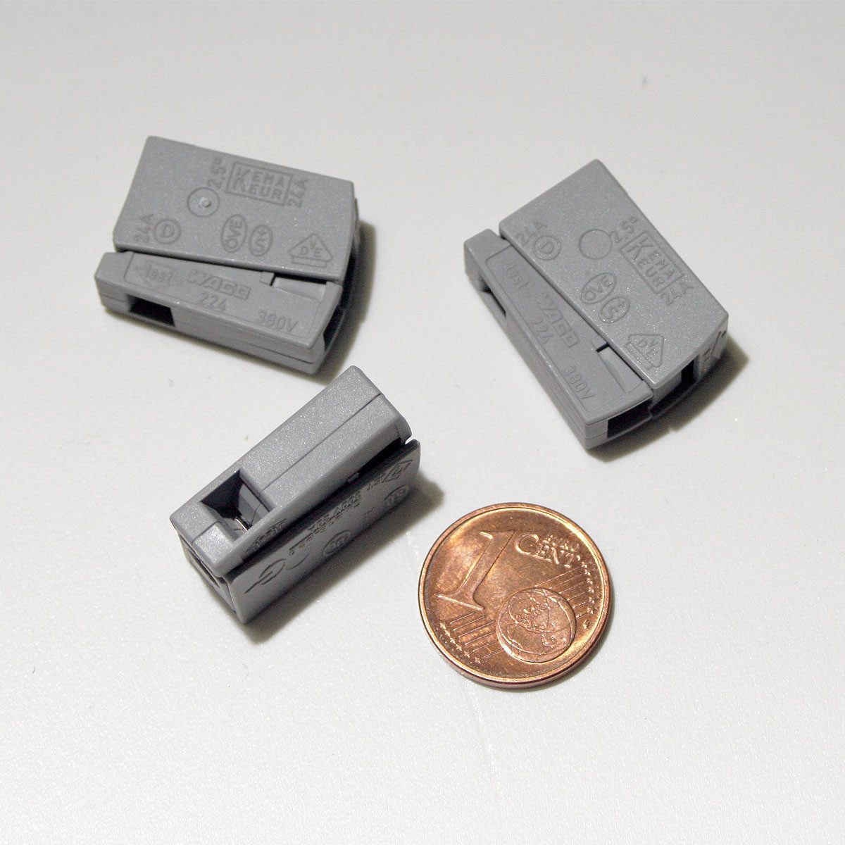 WAGO Verbindungsdosenklemme 10 Stück WAGO Leuchtenklemme, 1x 1,0-2,5mm², grau