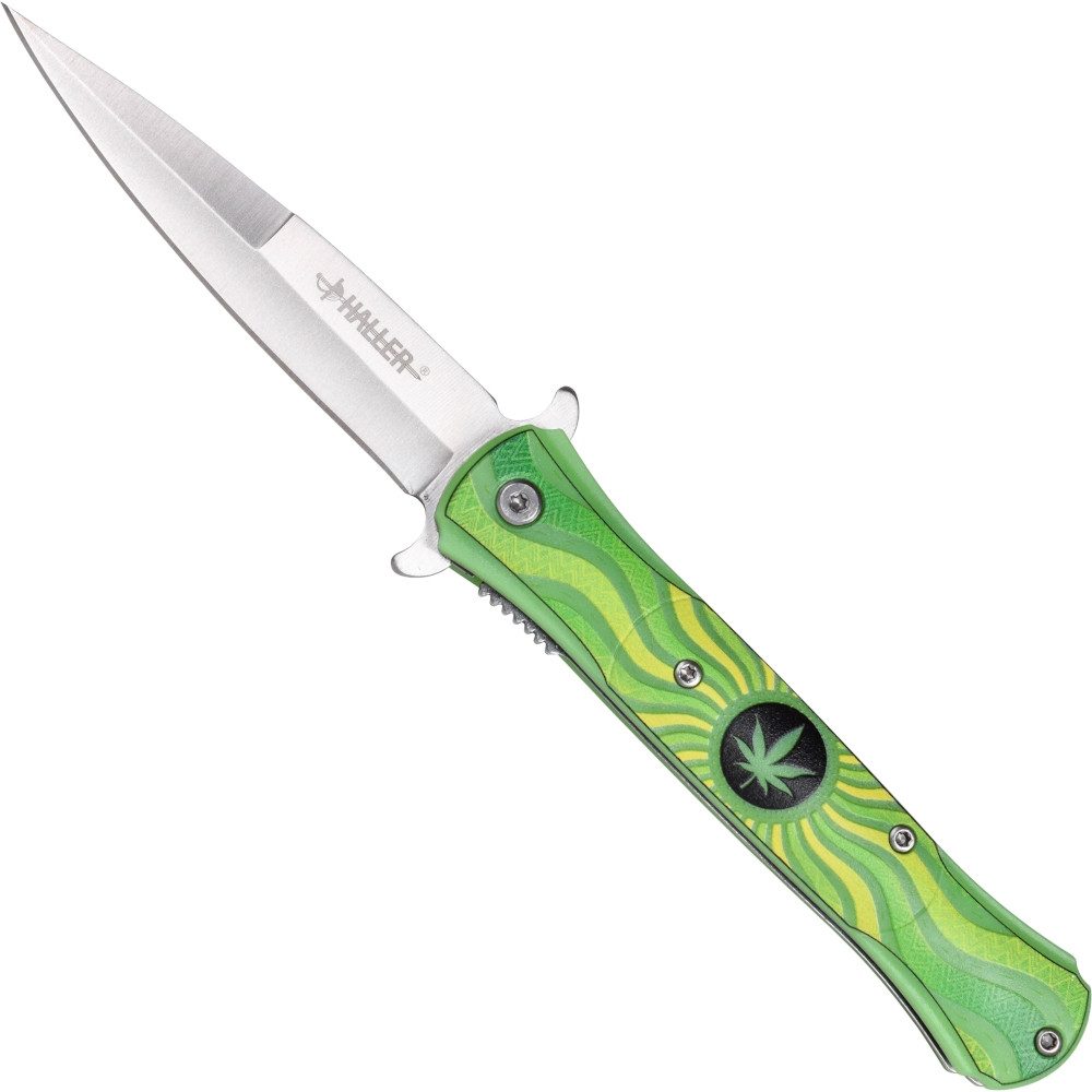 Haller Messer Taschenmesser Stilettoart Einhandmesser grün Glowing in the dark