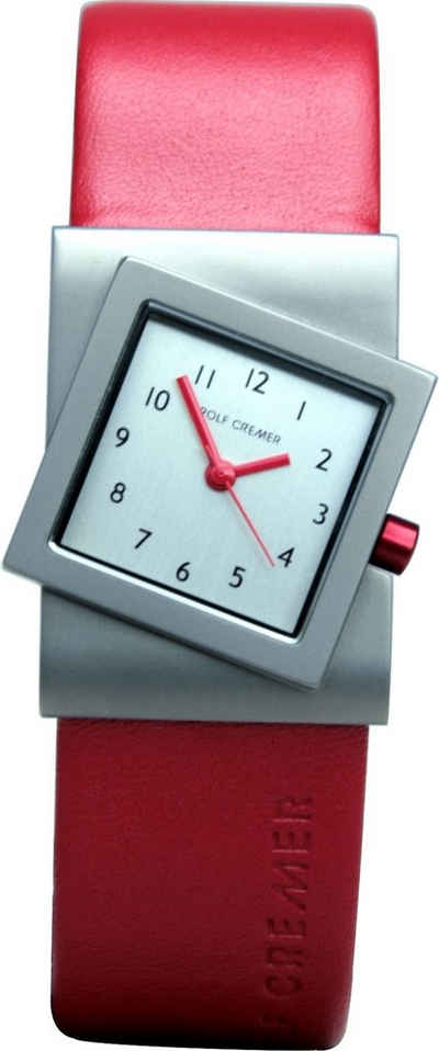 Rolf Cremer Quarzuhr Rolf Cremer Uhr Turn 491816 Lederband, Titan, rot, (1-tlg)