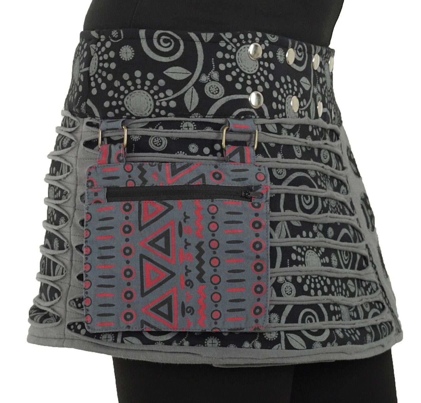 PUREWONDER Wickelrock Damen Rock mit Patchwork günstig online kaufen