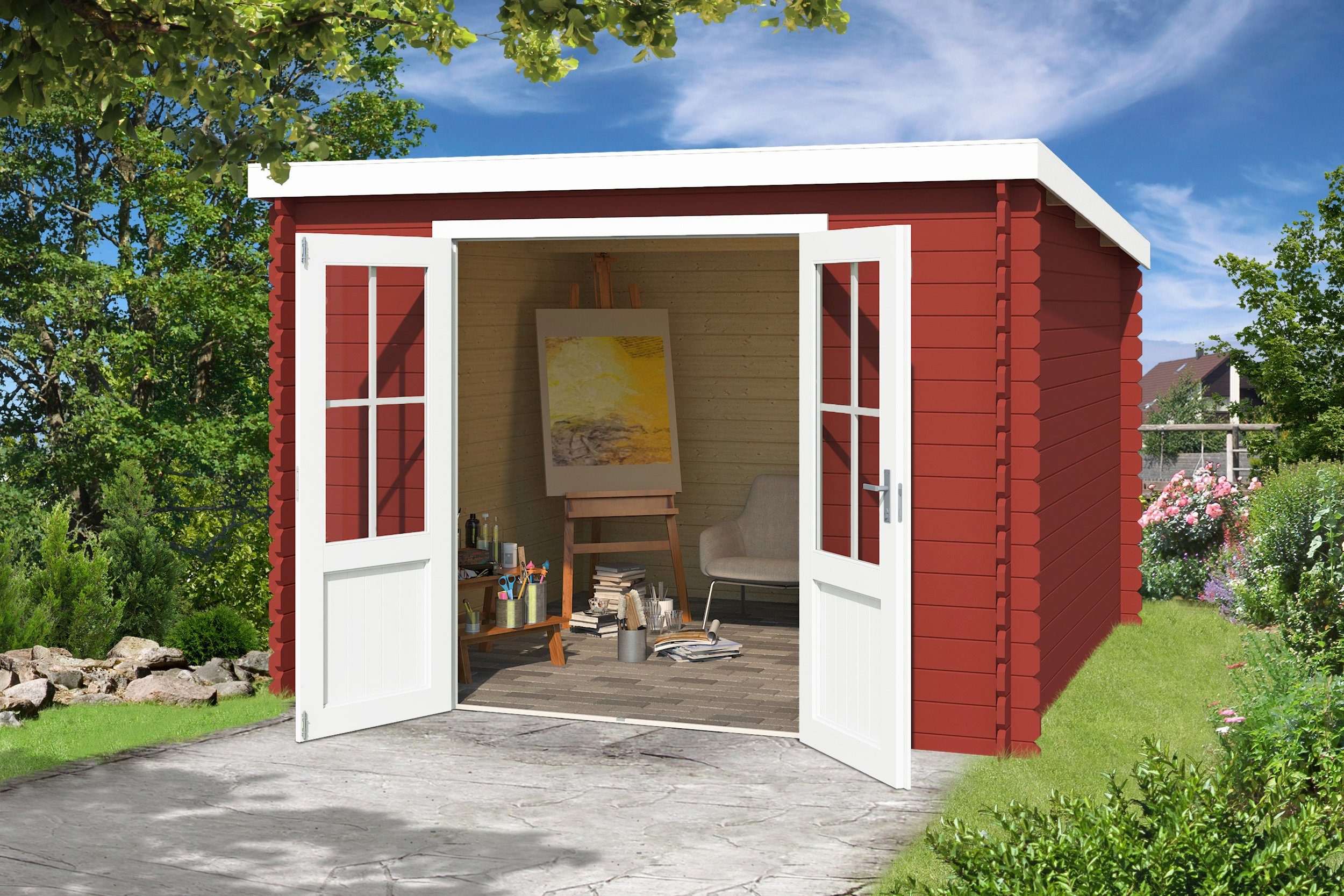 LASITA MAJA Gartenhaus Atlanta, BxT: 312x259 cm, Blockbohlenhaus 28mm