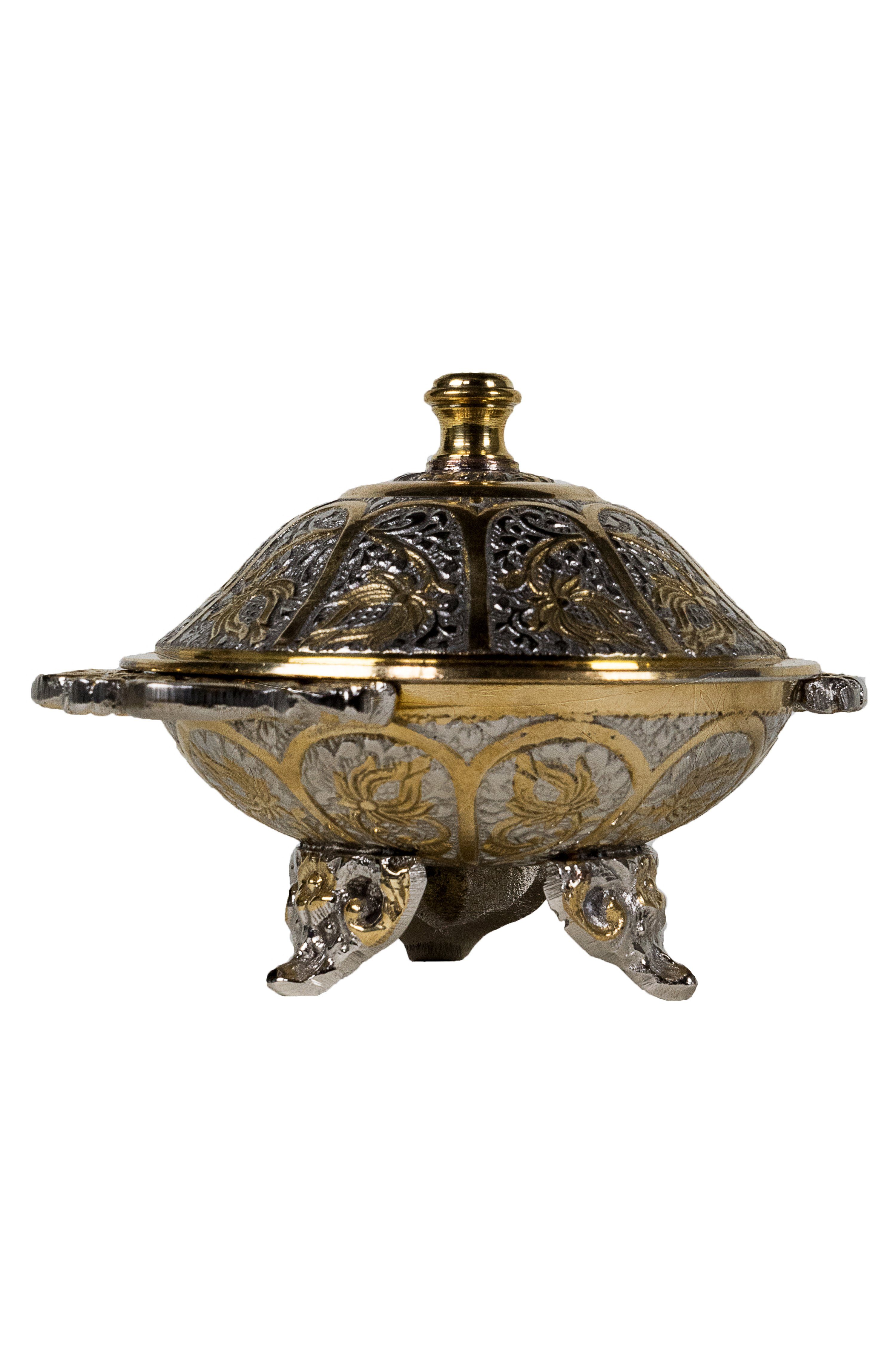 Marrakesch Orient & Mediterran Interior Zuckerdose Orientalische Zuckerdose Dose Silber/Gold Khasib, Messing, (1-tlg), Handarbeit