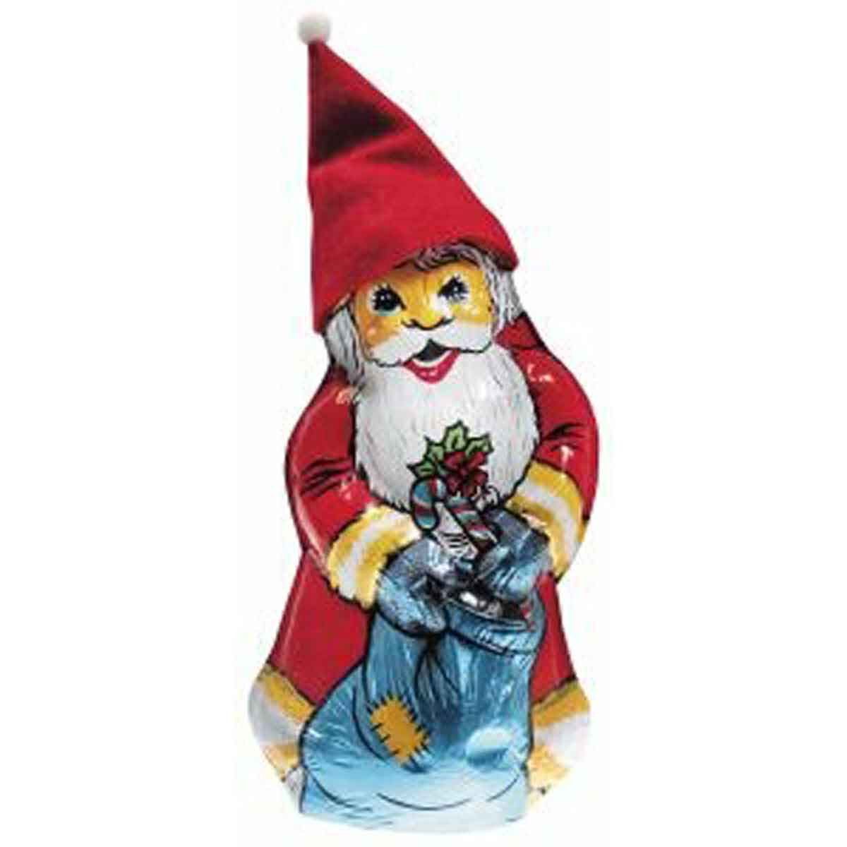 WAWI Schokolade, WAWI Weihnachtsmann Hohlfigur Vollmilchschokolade mit Filzmütze 80g