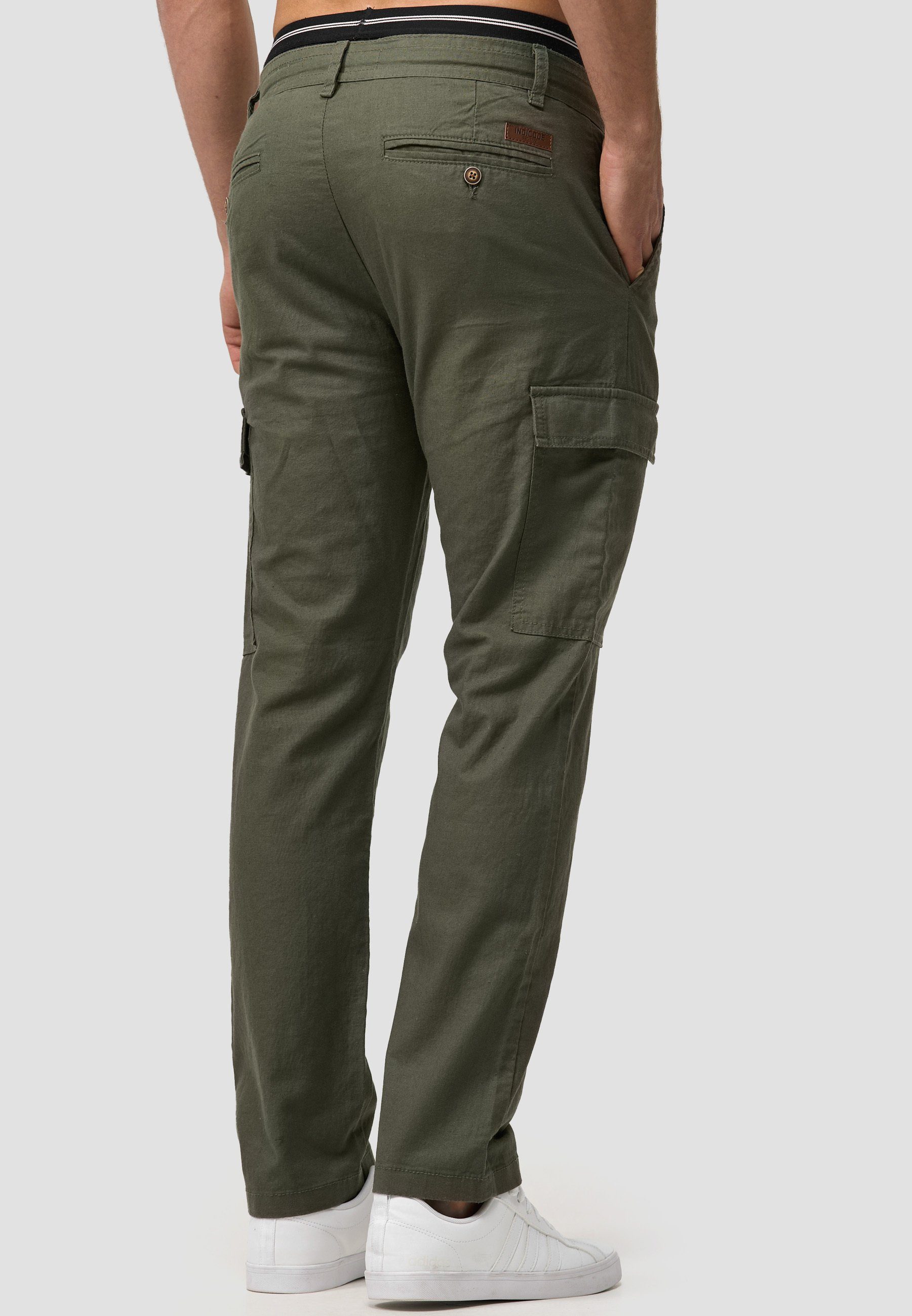 Indicode Leinenhose Herren Leonardo Sommerhose Leinen Herrenhose mit aufgesetzten Taschen