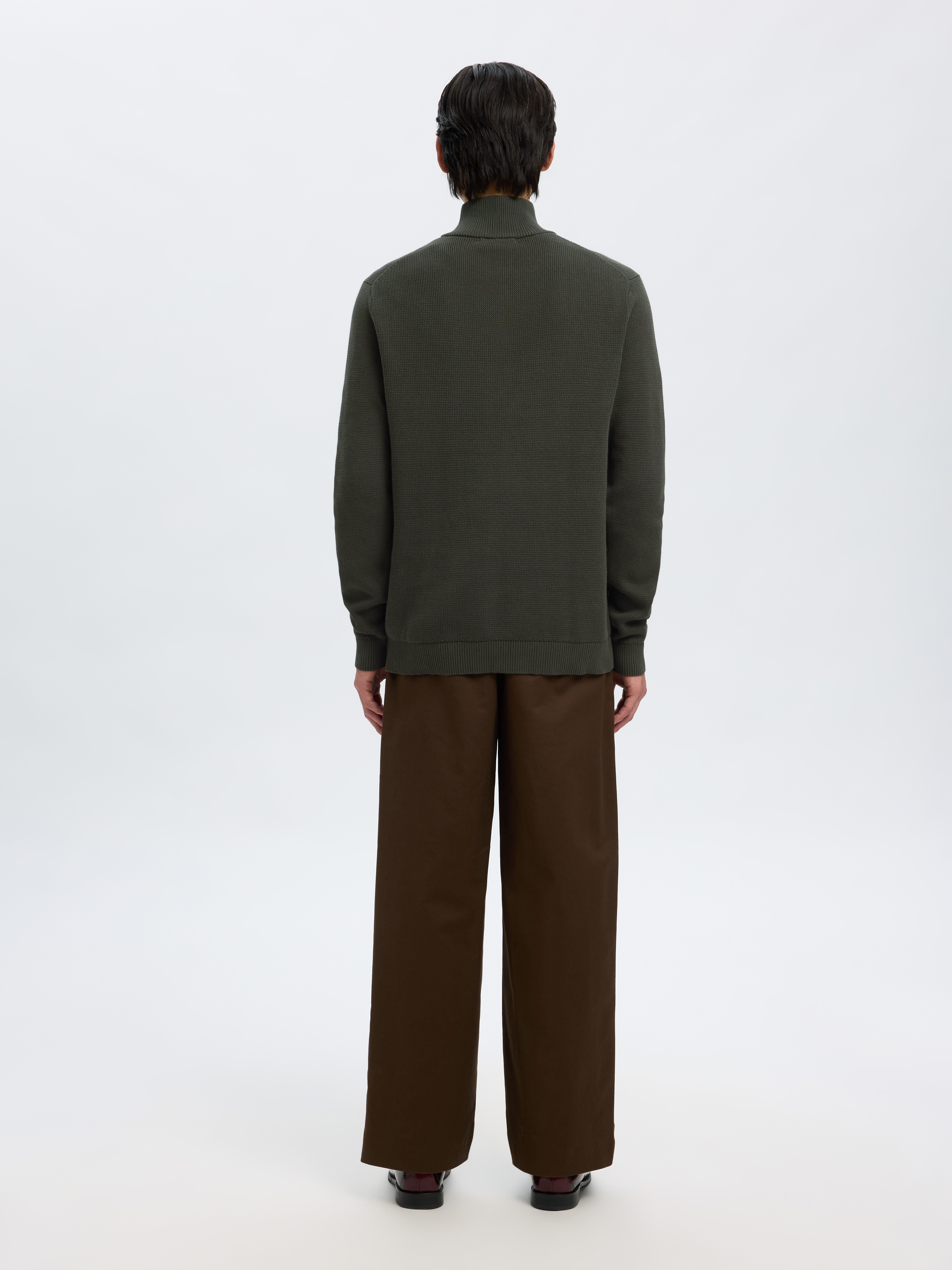 Selected Troyer SLHDANE LS KNIT STRUCTURE HALF ZIP NOOS Baumwolle, regular fit