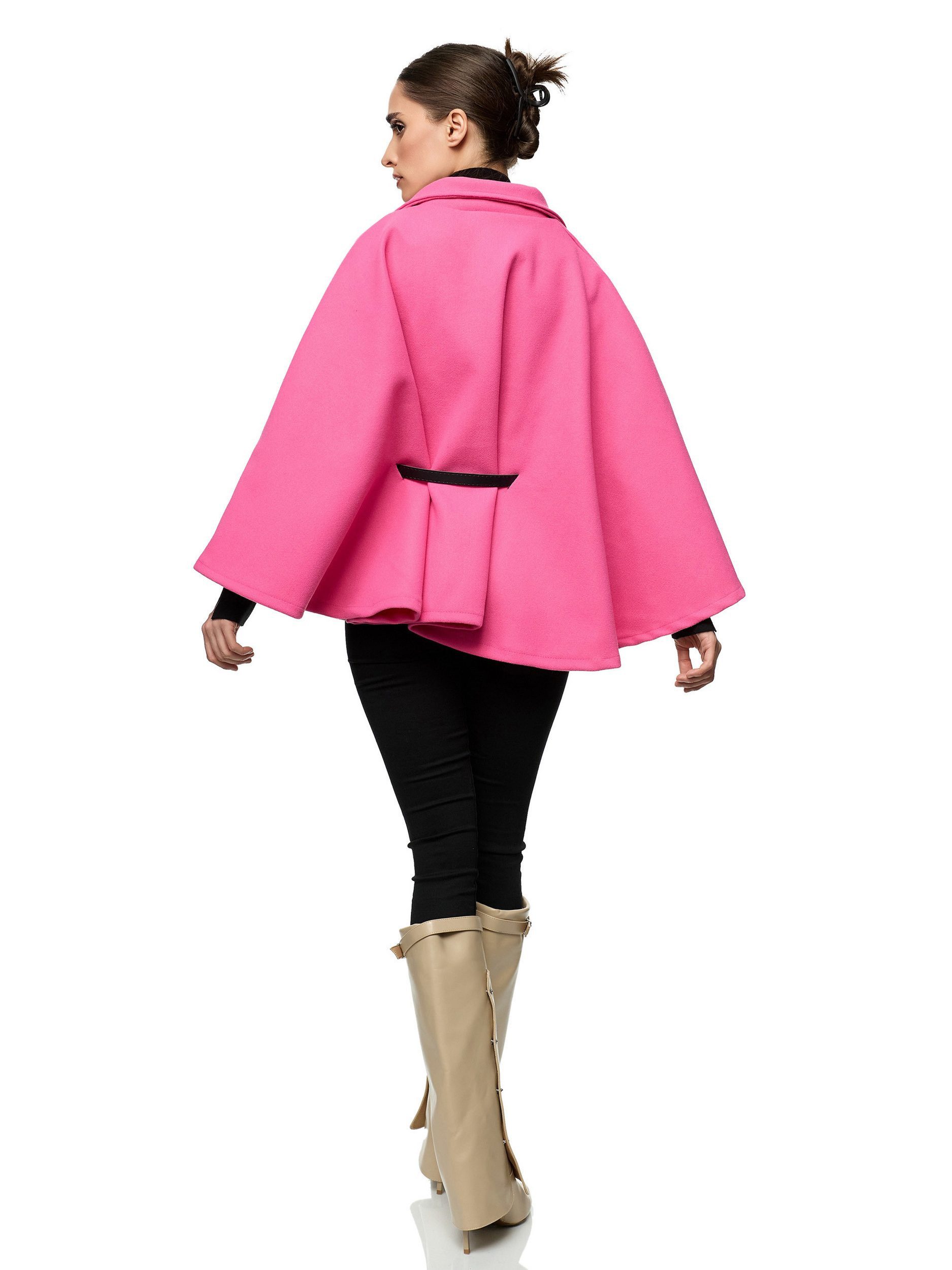 Worldclassca Poncho Worldclassca Poncho Crop Jacke Elegant Umhang Stehkragen mit Gürtel Neue Kollektion - Stilvolle und gemütliche Mode für Damen