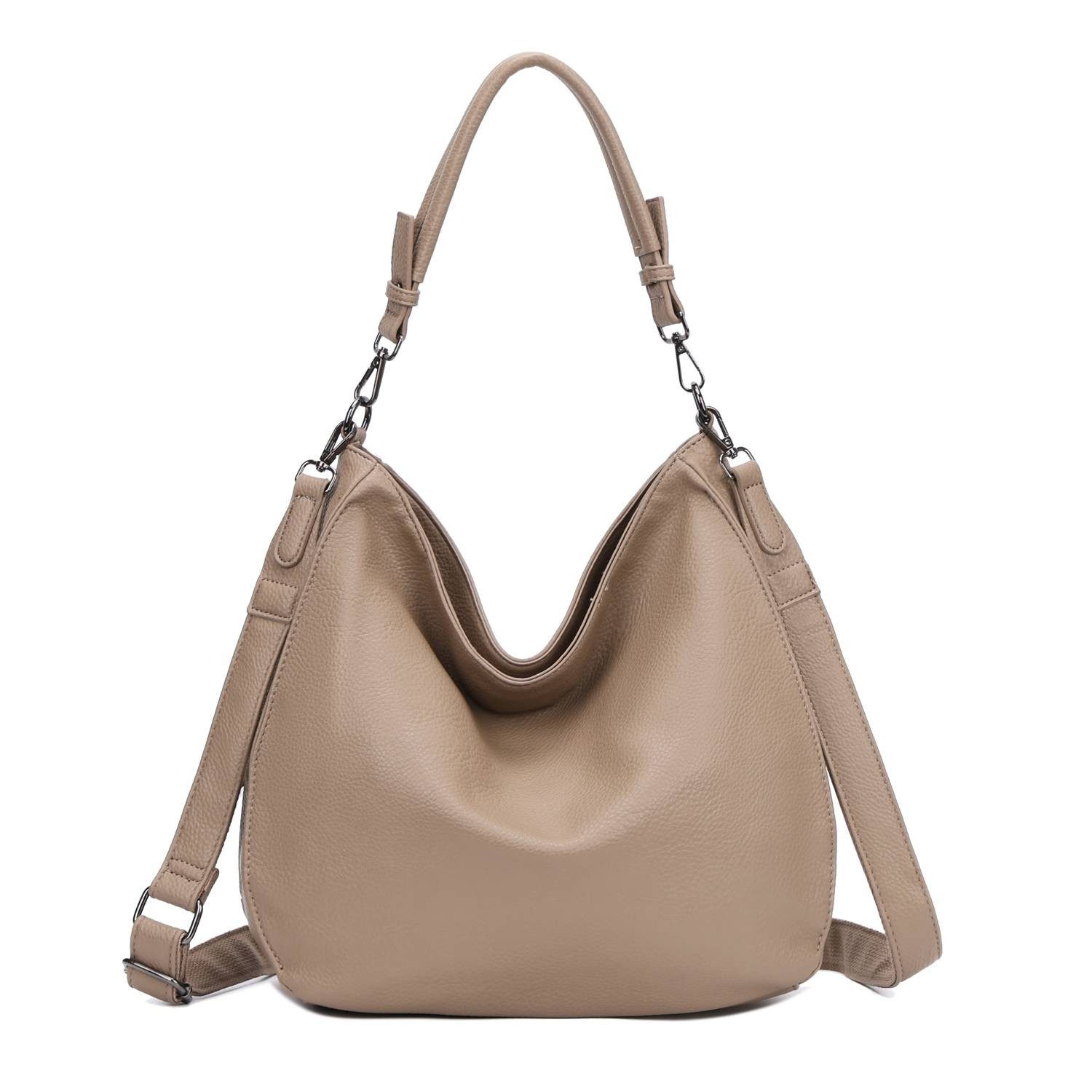 ITALYSHOP24 Schultertasche DAMEN TASCHE SHOPPER Hobo Cross Over Bag Reisetasche Umhängetasche, LEDER OPTIK Beuteltasche Cross body für Schule Reise Freizeit Urlaub