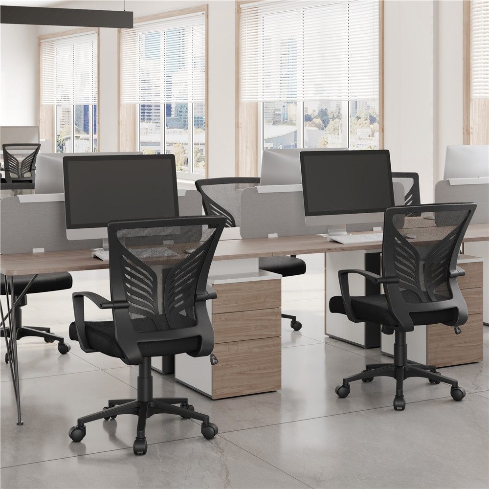 Yaheetech Bürostuhl Höhenverstellbarer Drehstuhl (1 St), Schreibtischstuhl mit Schaukelfunktion für Arbeitszimmer/Büro – Bild 3 von 5