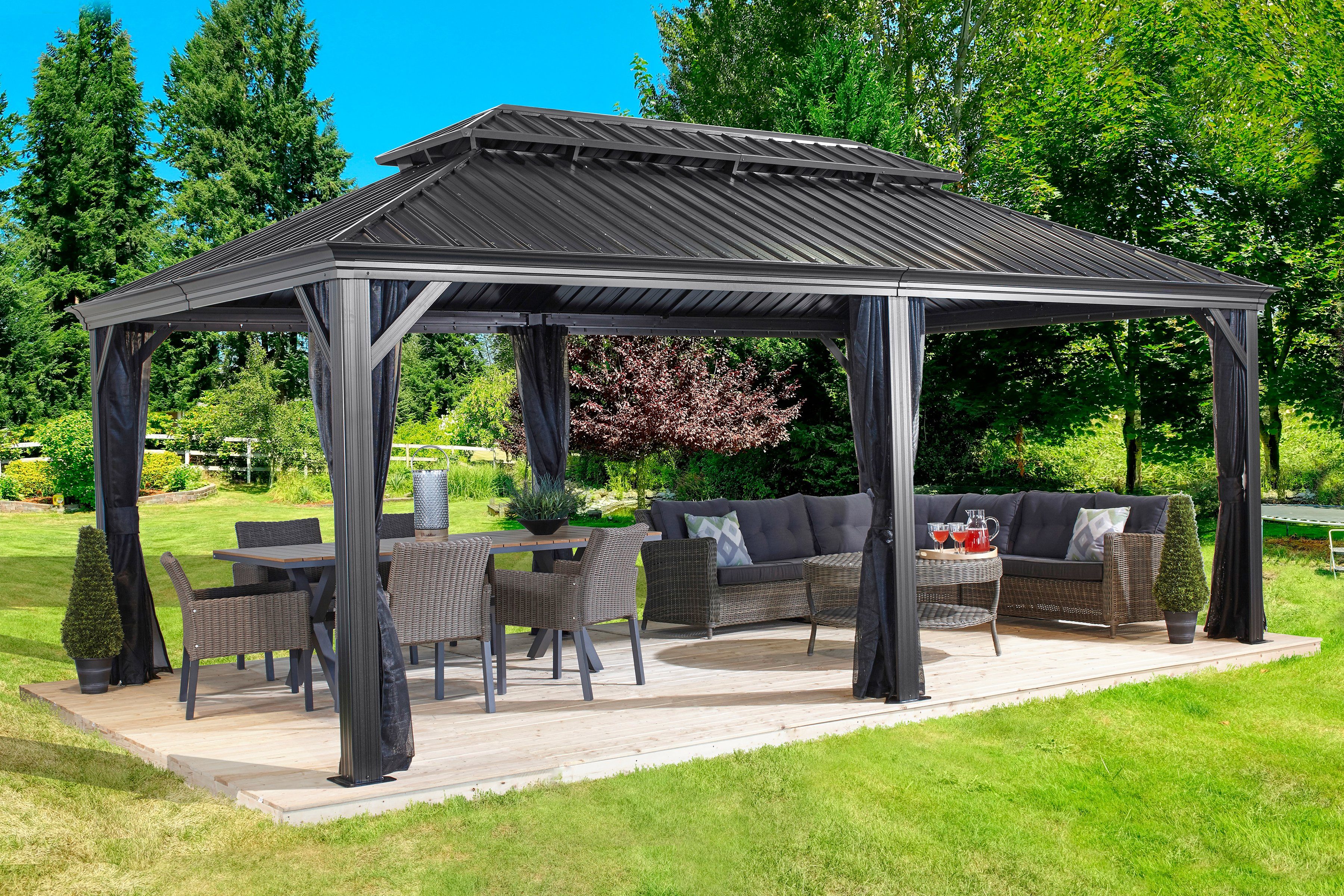 Sojag Pavillon Gazebo Messina, (Set), BxT: 363x598 cm, mit 6 Moskitonetzen