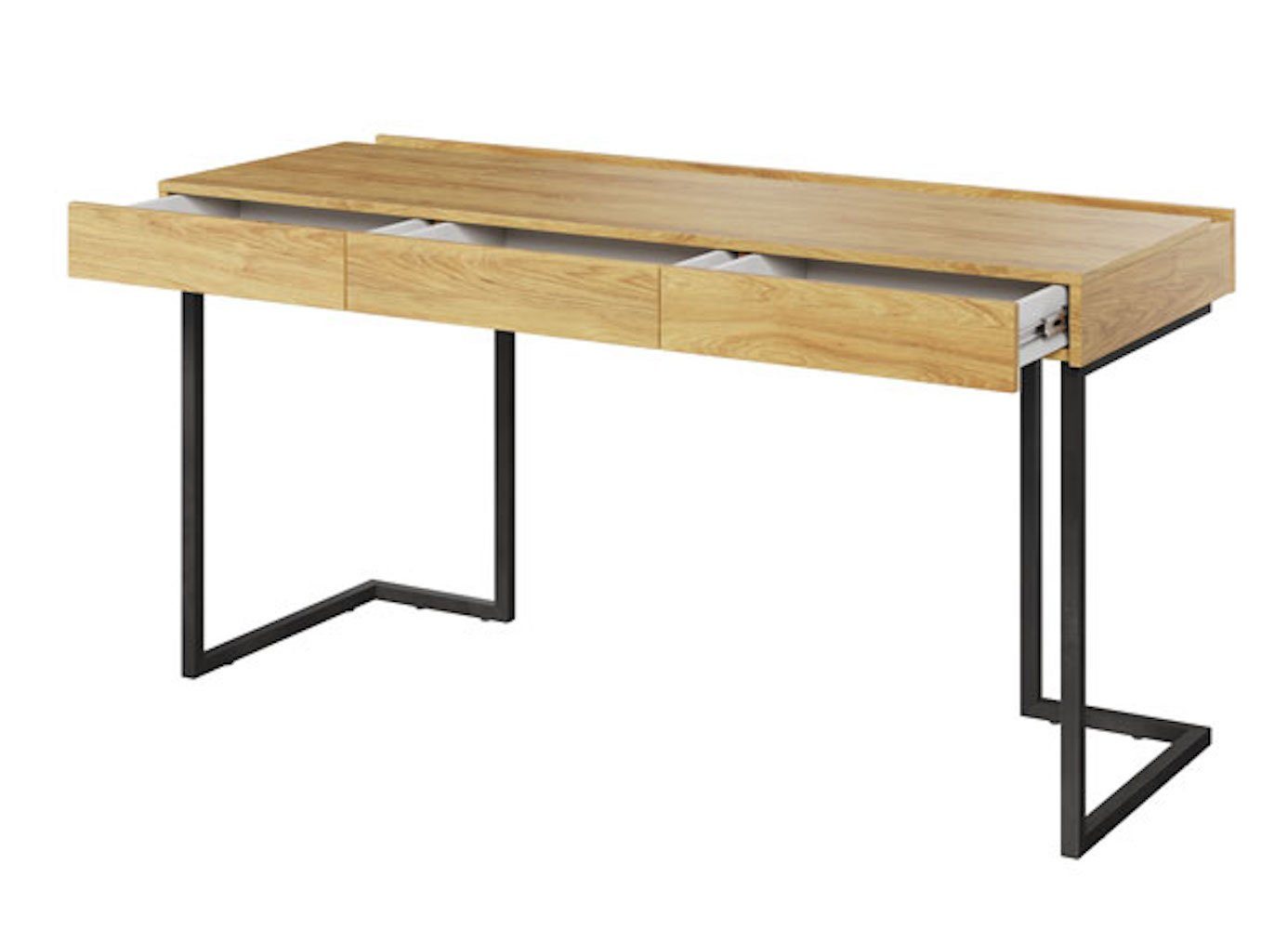 150x61x76cm Hickory Feldmann-Wohnen Natur Schreibtisch Flex, Teen