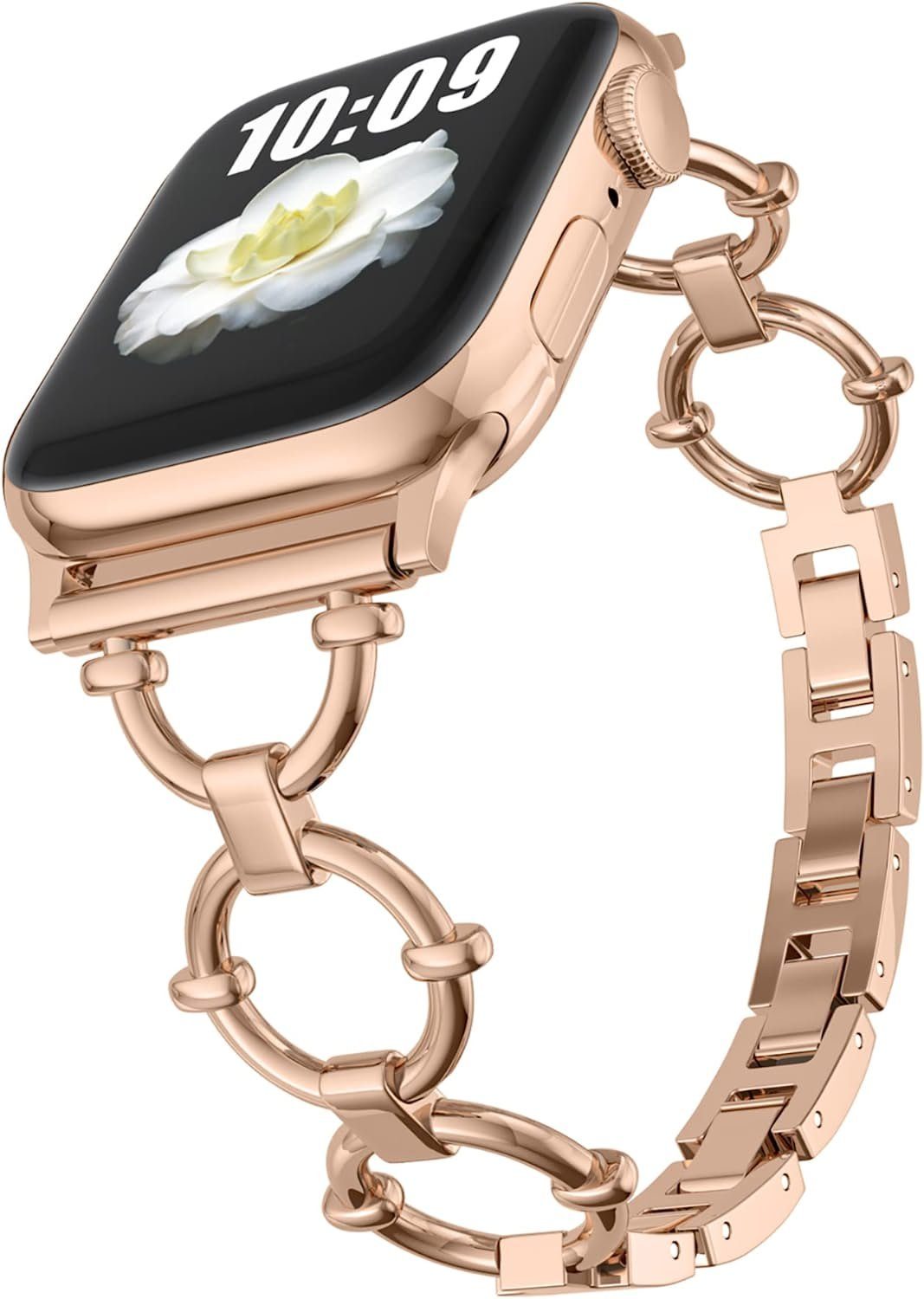 Mutoy Smartwatch-Armband Armbänder Kompatibel mit Apple 2 4 6 Watch 7 Apple Series Armband Gold 1 Uhrenarmbänder Rosa 5 3 SE 38/40/41/42/44/45mm, iWatch 8 Watch