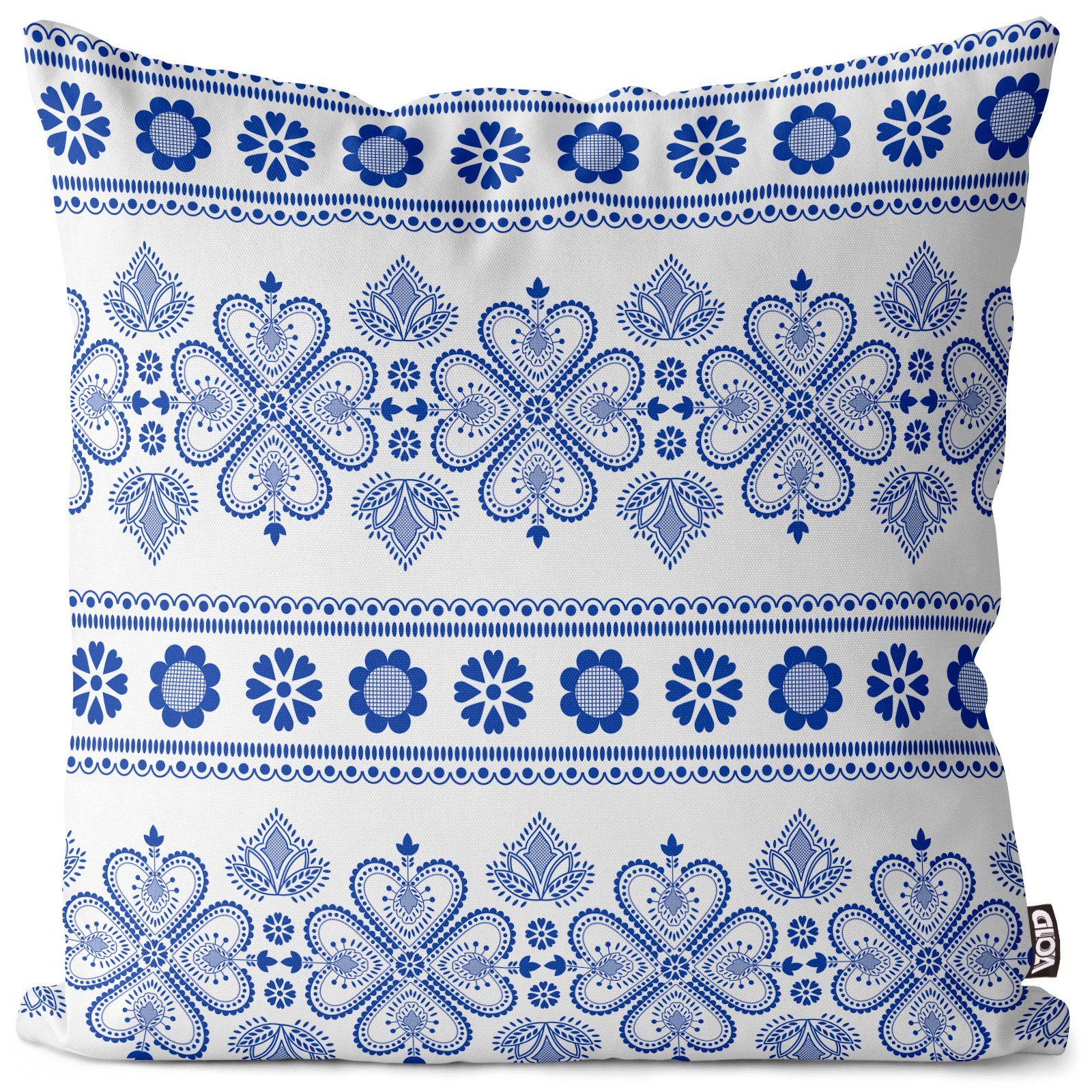gemustert Blumen Küche VOID blau Kissenbezug, Sofa-Kissen skandinavien (1 Kachel Blüten Schweden Blätter Stück), weiss Muster floral Bad
