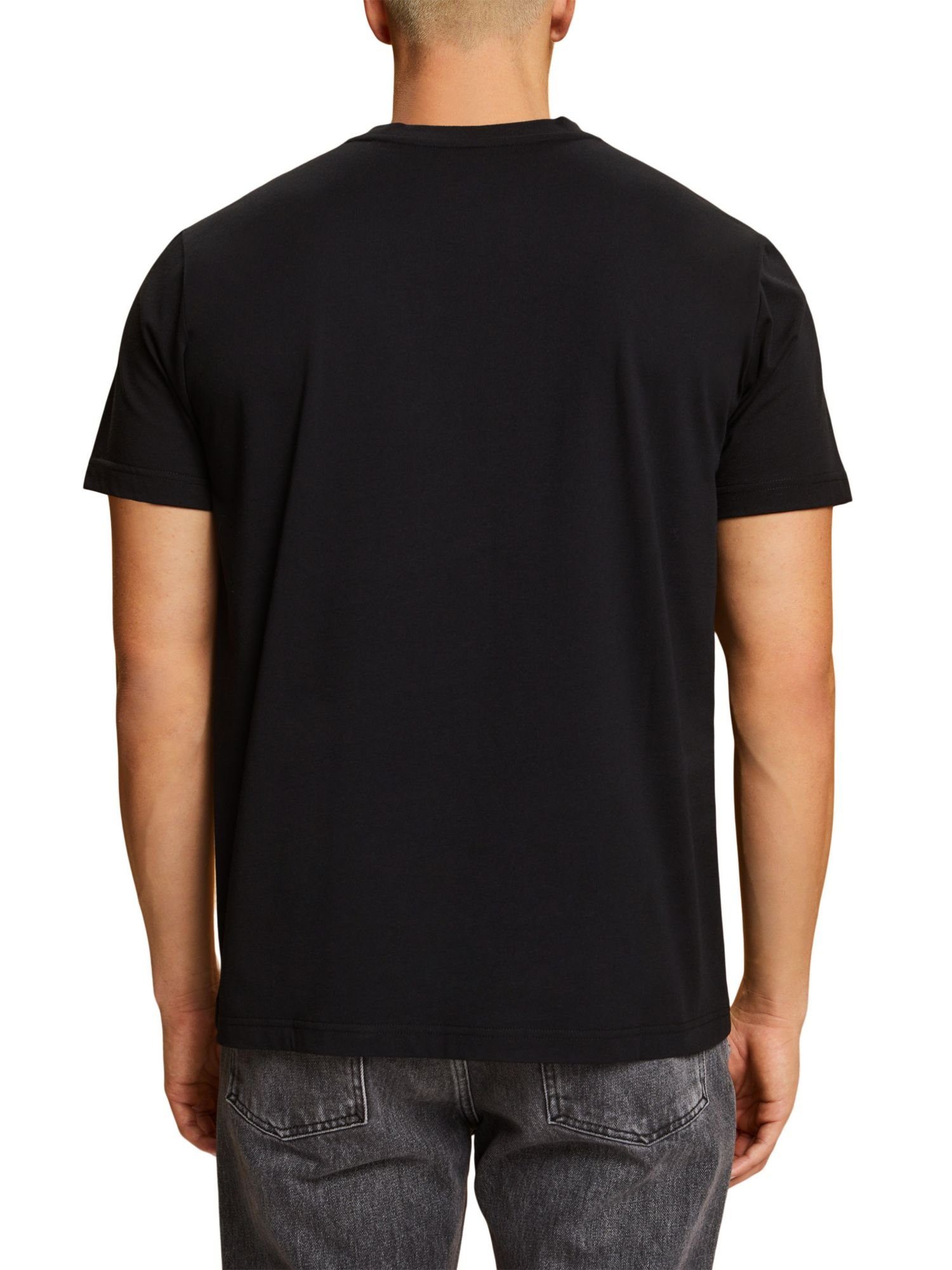 T-Shirt aus geometrischem mit Bio-Baumwolle T-Shirt Print BLACK Esprit (1-tlg)