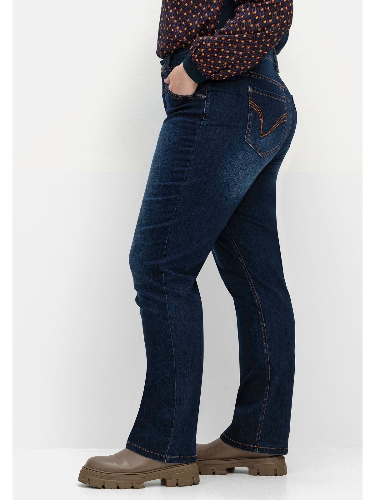 Sheego Große Größen Stretch-Jeans Bodyforming-Effekt dark blue mit Denim