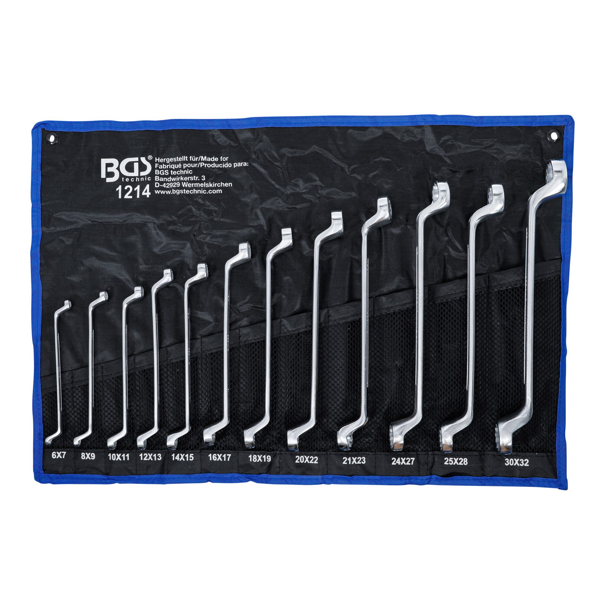 BGS technic Schraube BGS Doppel-Ringschlüssel-Satz gekröpft SW 6 x 7 - 30 x 32 mm 12-tlg.