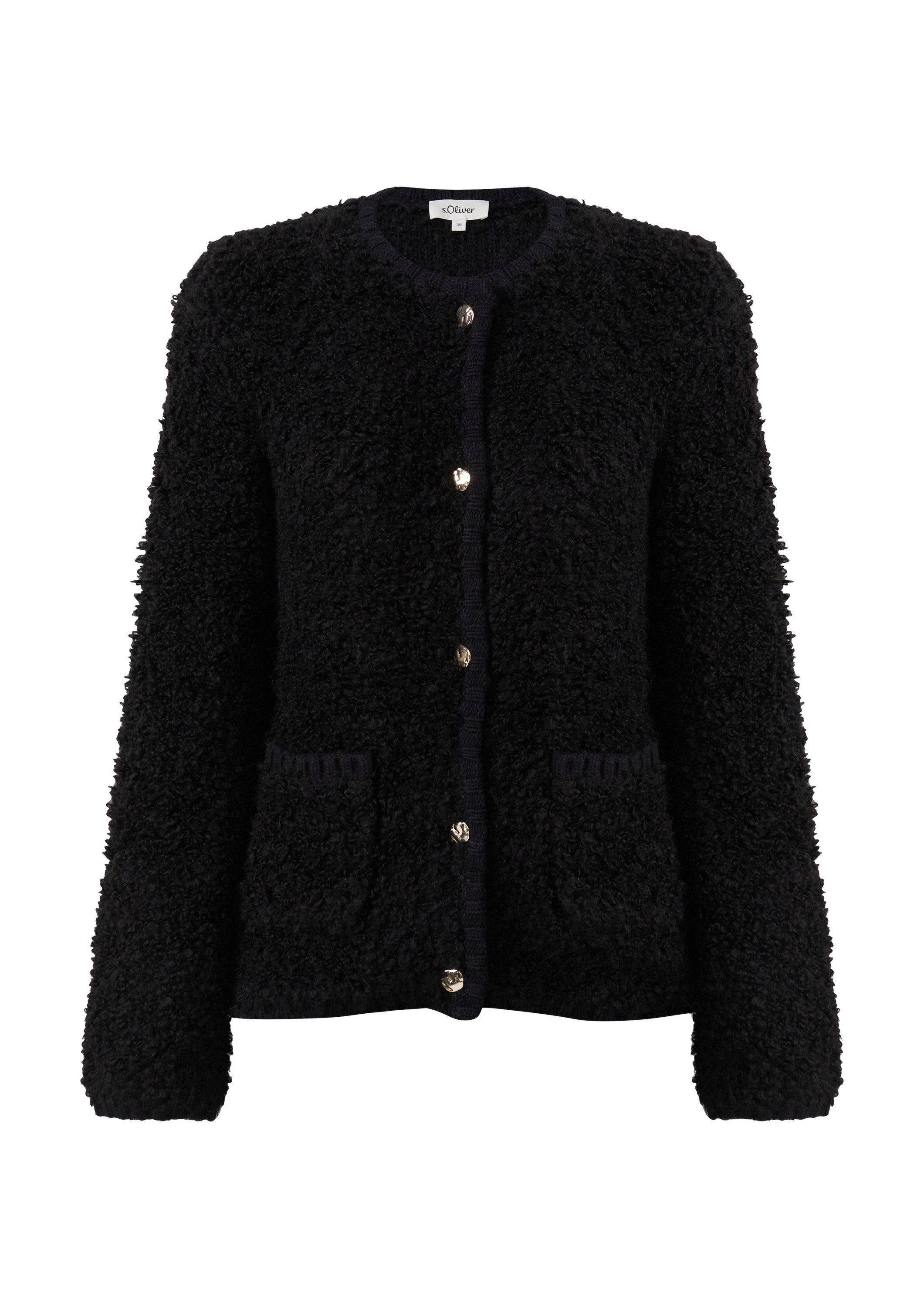 s.Oliver Cardigan Strickjacke Bouclé-Strickjacke aus Alpaka-Wollmix günstig online kaufen