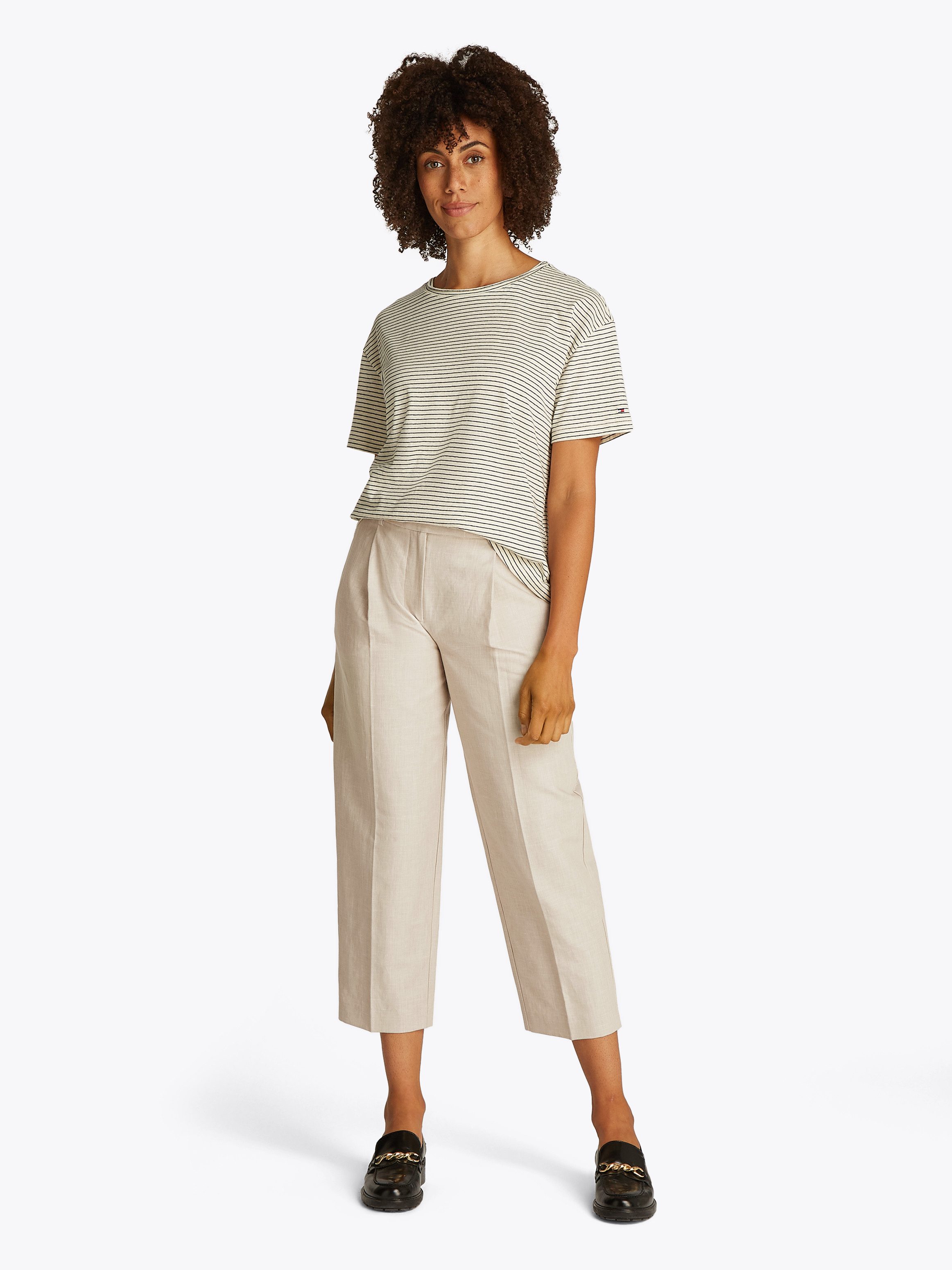 Tommy Hilfiger Webhose LINEN MIX PLEATED TAPERED PANTS mit Falten,kühlendes Premium Leinen