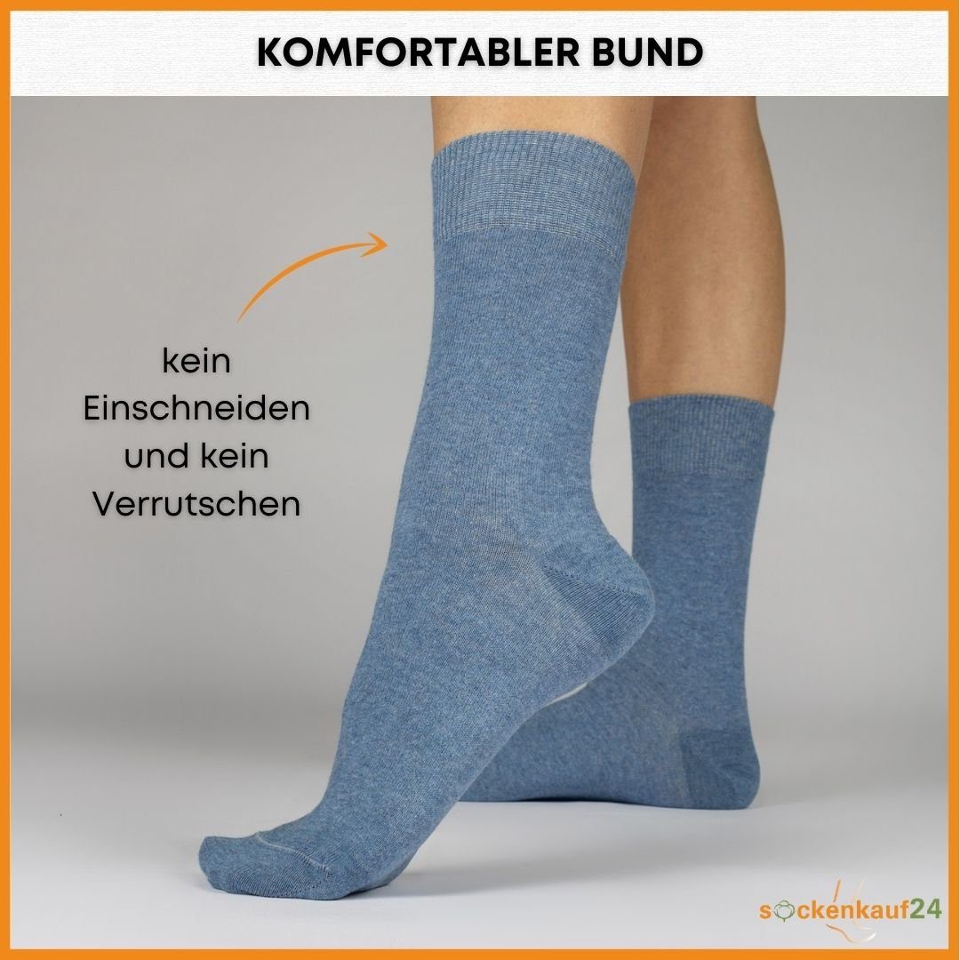 sockenkauf24 Socken 10 Paar Damen & Herren Socken Business Socken Baumwolle (Jeans, 35-38) mit Komfortbund (Basicline)