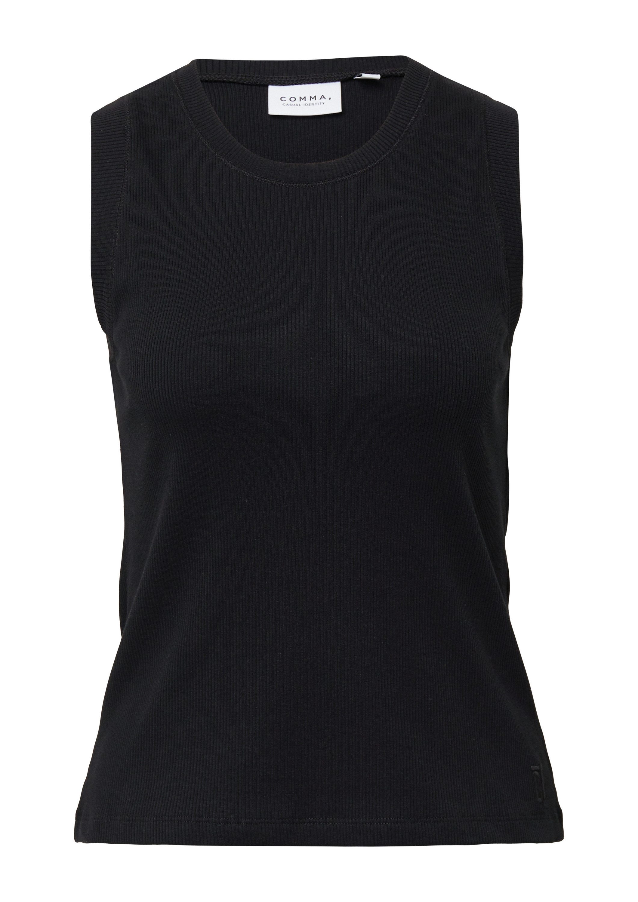 comma Muskelshirt T-Shirt Tanktop aus Rippware mit Logo-Stickerei günstig online kaufen