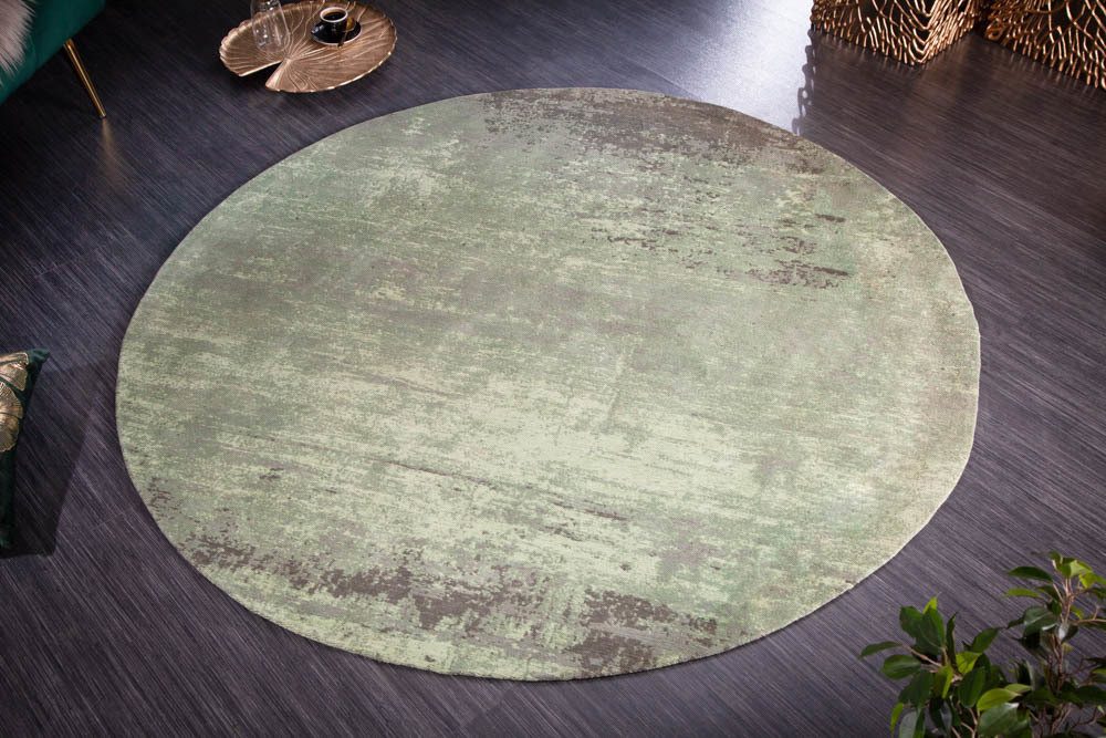 riess-ambiente Teppich MODERN ART 150cm grün, rund, Höhe: 10 mm, Vintage · Schlafzimmer · Wohnzimmer · Flur