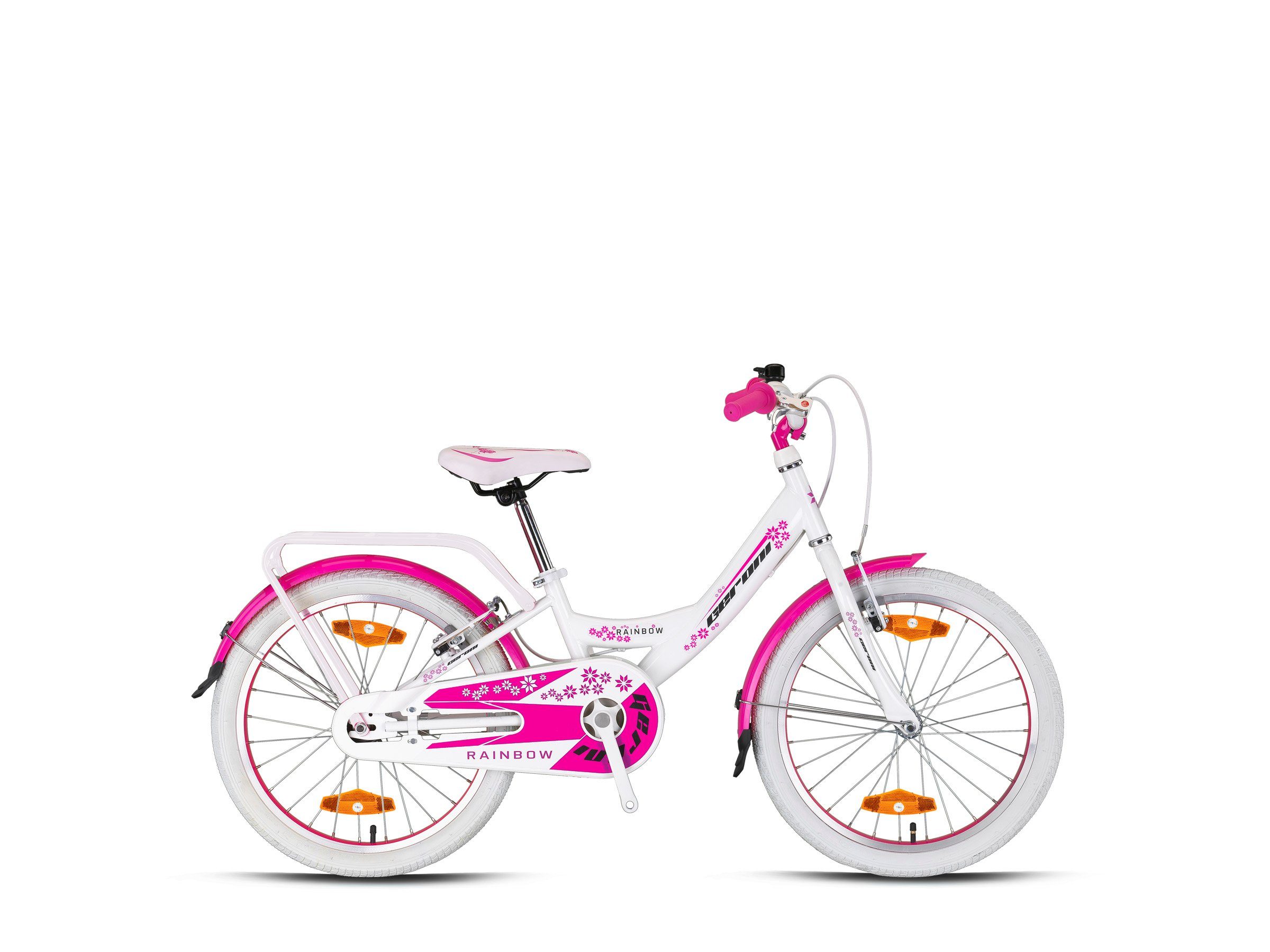 Rezzak Kinderfahrrad 20 Zoll Fahrrad Mädchenfahrrad Kinderfahrrad Weiss Pink, 1 Gang, V-Bremse Vorne-Hinten+ Rücktrittbremse Mädchenfahrrad