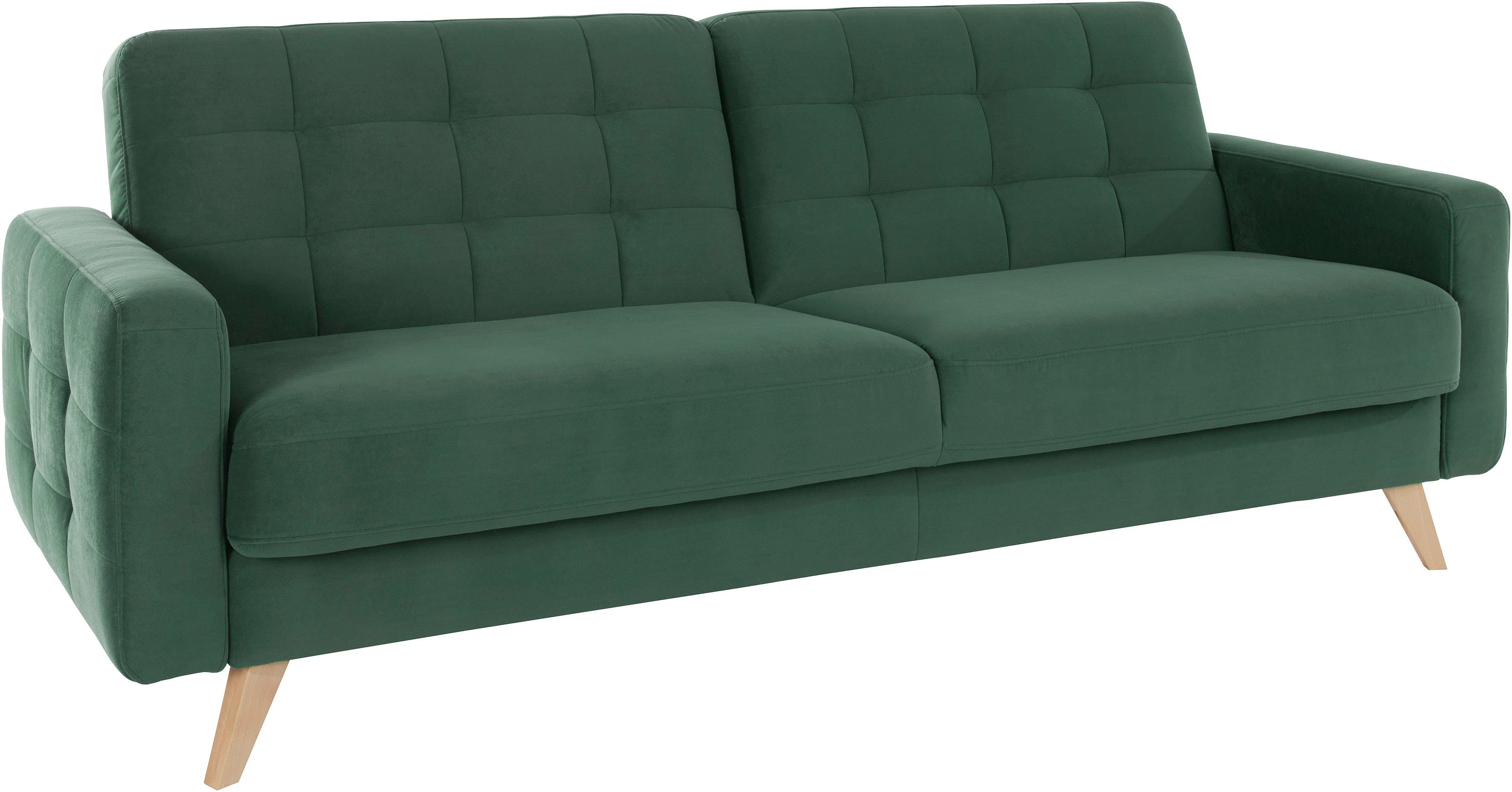 exxpo - sofa fashion 3-Sitzer Nappa, kompakt, bequem, zeitloses Design, Breite 222cm, L-Form, tolle Detailverarbeitung