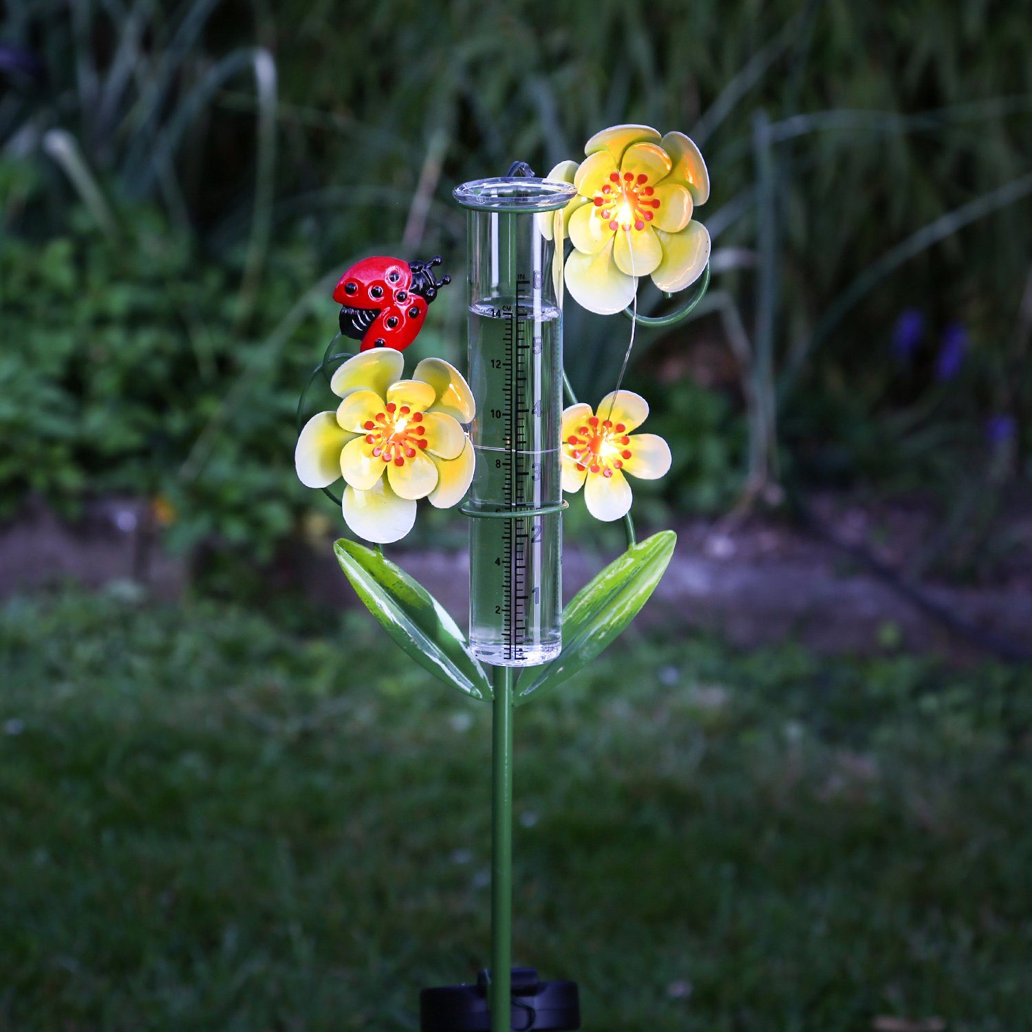 MARELIDA LED Solarleuchte »LED Solar Regenmesser Marienkäfer gelbe Blumen  Gartenstecker Gartendeko H: 81cm« online kaufen | OTTO