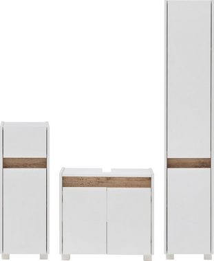 Schildmeyer Badmöbel-Set Cosmo, (Set, 3-St), aus Unterschrank, Waschbeckenunterschrank und Hochschrank