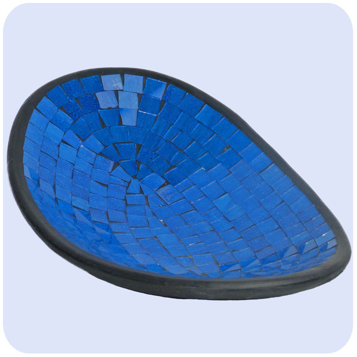 SIMANDRA Dekoschale Glas-Mosaikschale Tonschale oval Blau XL