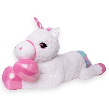 Kuscheltier großes XXL Einhorn Regenbogen Plüschtier Stofftier Unicorn 120cm weiß