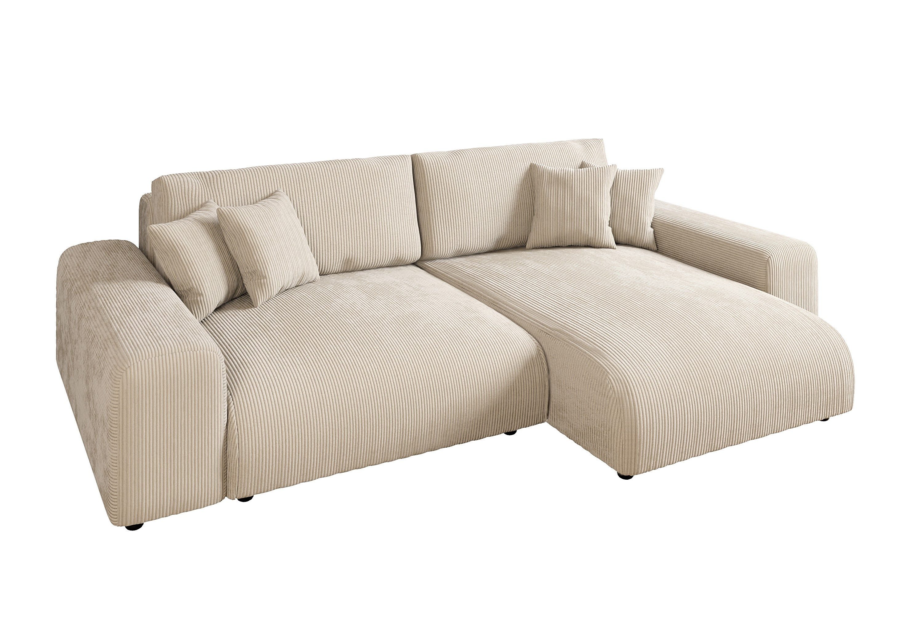 luma-home Ecksofa 21001, mit Schlaffunktion und Bettkasten, Wellenunterfede günstig online kaufen