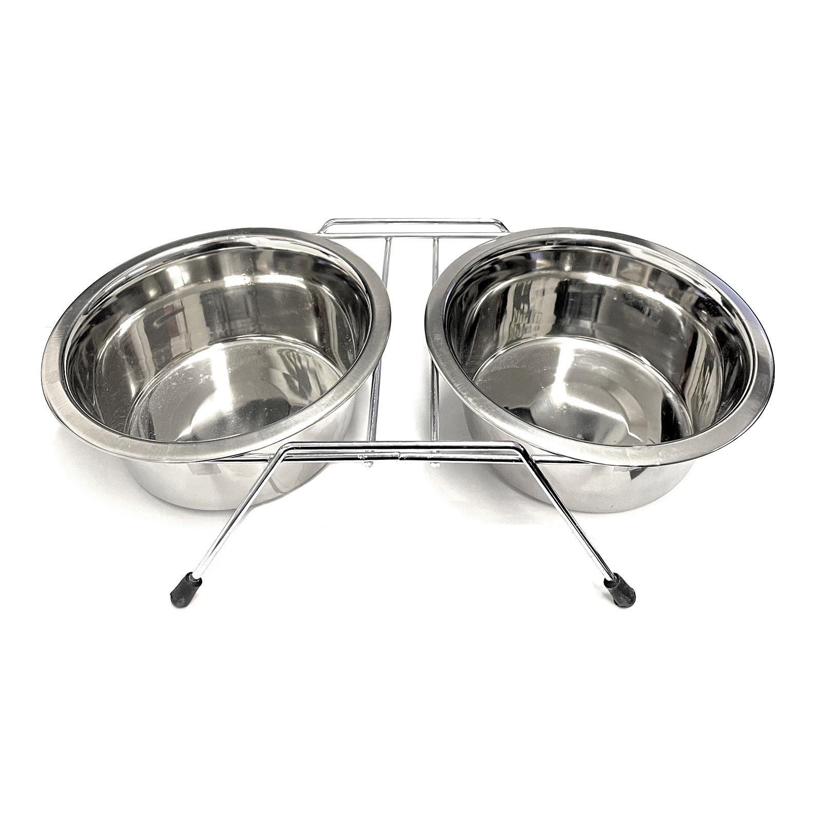 HAC24 Futternapf Rutschfeste Futterstation Hunde Fressnapf Trinknapf Edelstahl, Edelstahl, 2x 850ml, Ø 16,5 cm