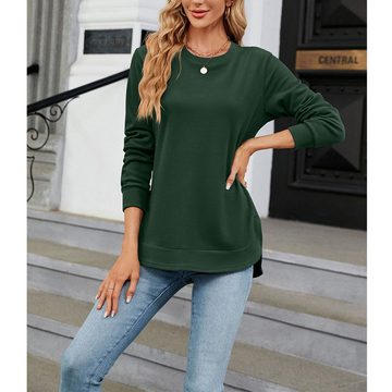 AFAZ New Trading UG 2-in-1-Shirt Damen Ausschnitt Lässige Elegant Fahion Oberteile Hemd Bluse Einfarbiges, lockeres T-Shirt-Damenoberteil mit Rundhalsausschnitt